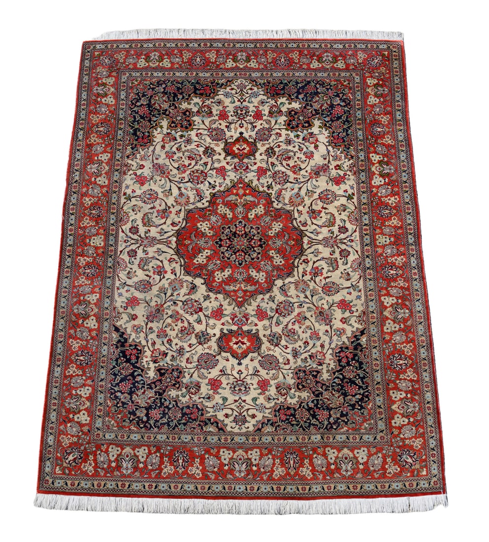 A SILK KASHAN RUG (1 of 3)