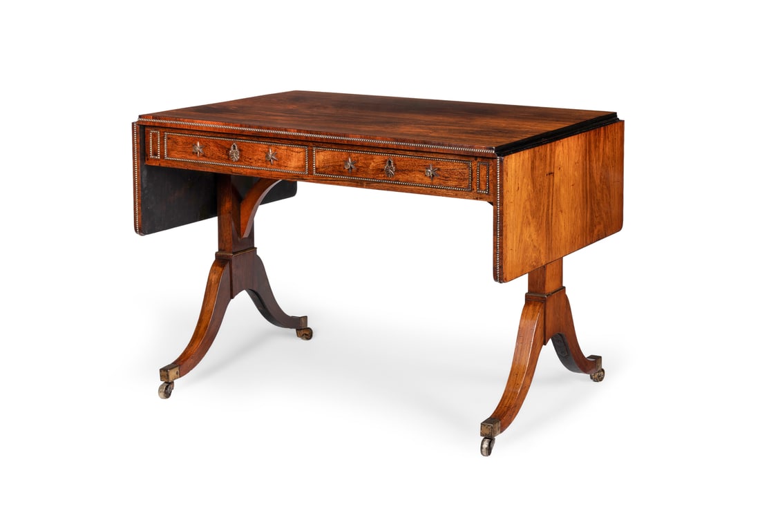 Y A REGENCY GILT METAL MOUNTED ROSEWOOD SOFA TABLE, ATTRIBUTED TO GILLOWS, CIRCA 1815 (1 of 8)