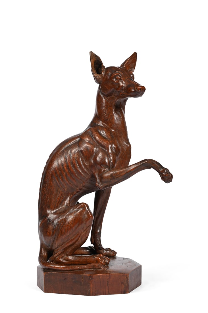 A CARVED OAK MODEL OF A WHIPPET, 19TH CENTURY (1 of 4)