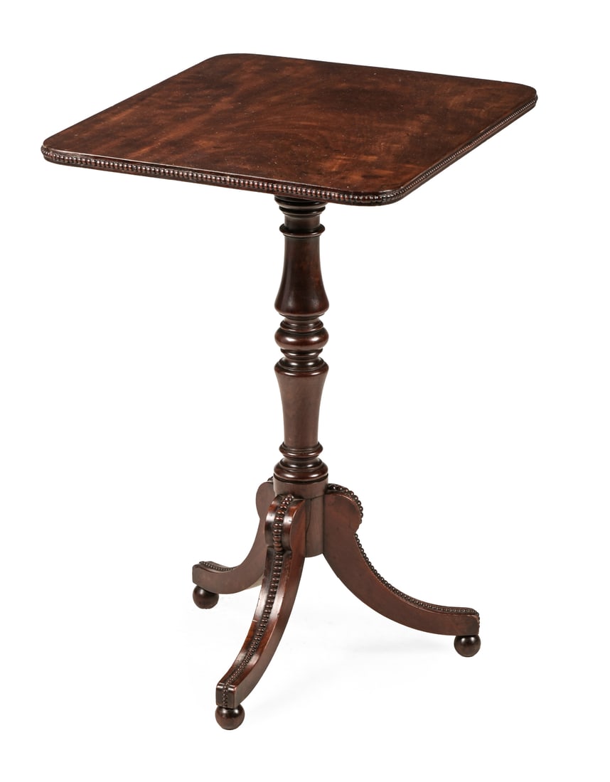 A GEORGE IV MAHOGANY OCCASIONAL TABLE, ATTRIBUTED TO GILLOWS, CIRCA 1825: A GEORGE IV MAHOGANY OCCASIONAL TABLEATTRIBUTED TO GILLOWS, CIRCA 1825With beaded mouldings74cm high, 57cm wide, 46cm deep
