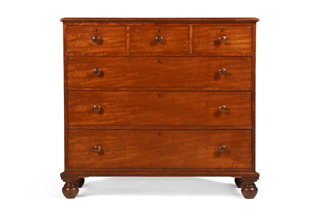 A GEORGE IV MAHOGANY CHEST OF DRAWERSBY GILLOWS, CIRCA 1830The top central drawer bearing a pencil i (1 of 5)