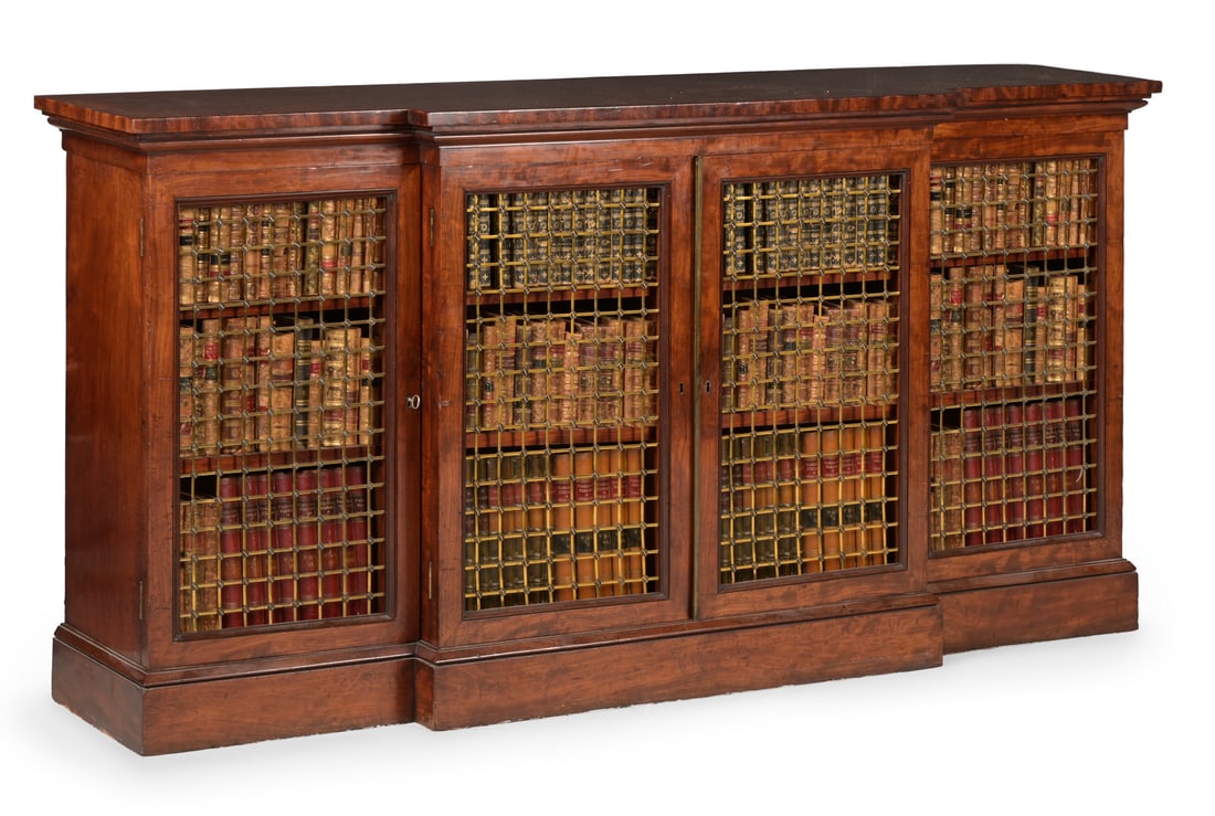 A GEORGE IV MAHOGANY BREAKFRONT SIDE CABINET, CIRCA 1825 (1 of 2)