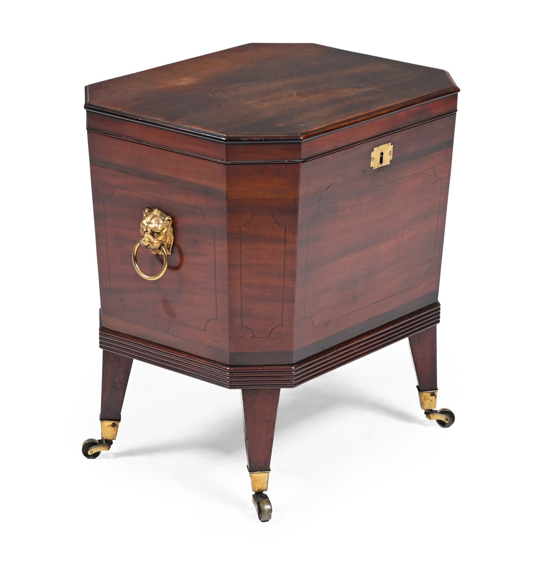 A GEORGE IV MAHOGANY WINE COOLER OR CELLARETTE, CIRCA 1825 (1 of 3)