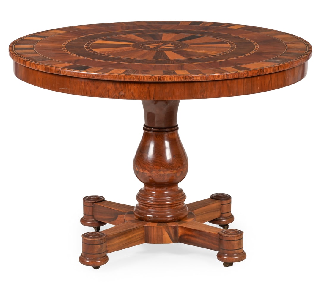 Y A MALTESE OLIVEWOOD AND SPECIMEN PARQUETRY CENTRE TABLE, MID 19TH CENTURY (1 of 3)