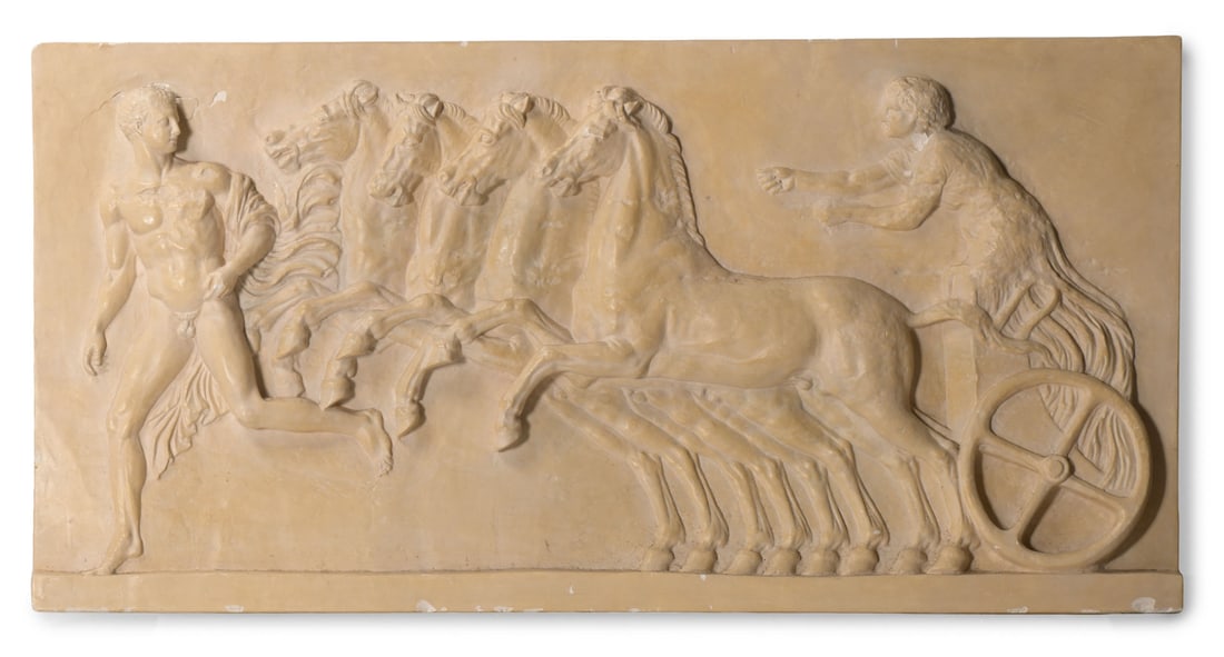 AFTER THE ANTIQUE, A LARGE PLASTER RELIEF OF A SECTION FROM THE ELGIN MARBLES, CONTEMPORARY (1 of 3)