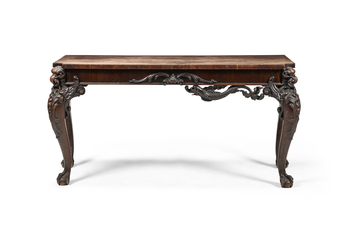 A GEORGE II CARVED MAHOGANY CONSOLE OR SERVING TABLE, CIRCA 1755 (1 of 5)