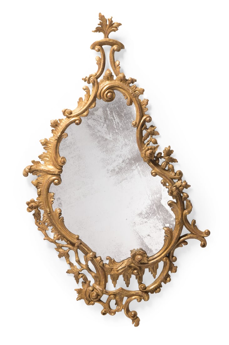 A GEORGE II CARVED GILTWOOD AND GESSO ROCOCO MIRROR, CIRCA 1740 (1 of 1)