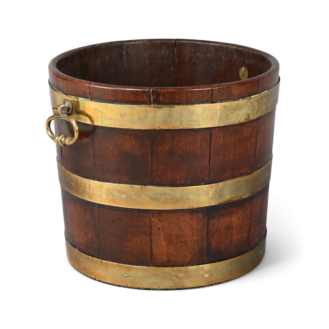 A GEORGE III MAHOGANY AND BRASS BOUND BUCKET, CIRCA 1780 (1 of 3)