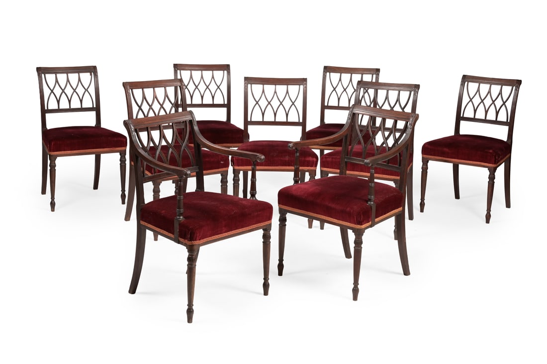 A SET OF NINE GEORGE III MAHOGANY DINING CHAIRS, CIRCA 1790 (1 of 4)