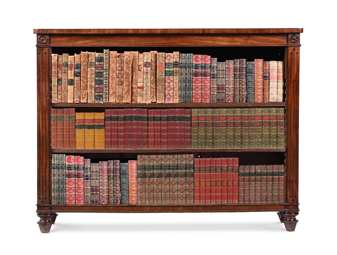 A REGENCY MAHOGANY AND INLAID OPEN BOOKCASE, CIRCA 1815 (1 of 3)