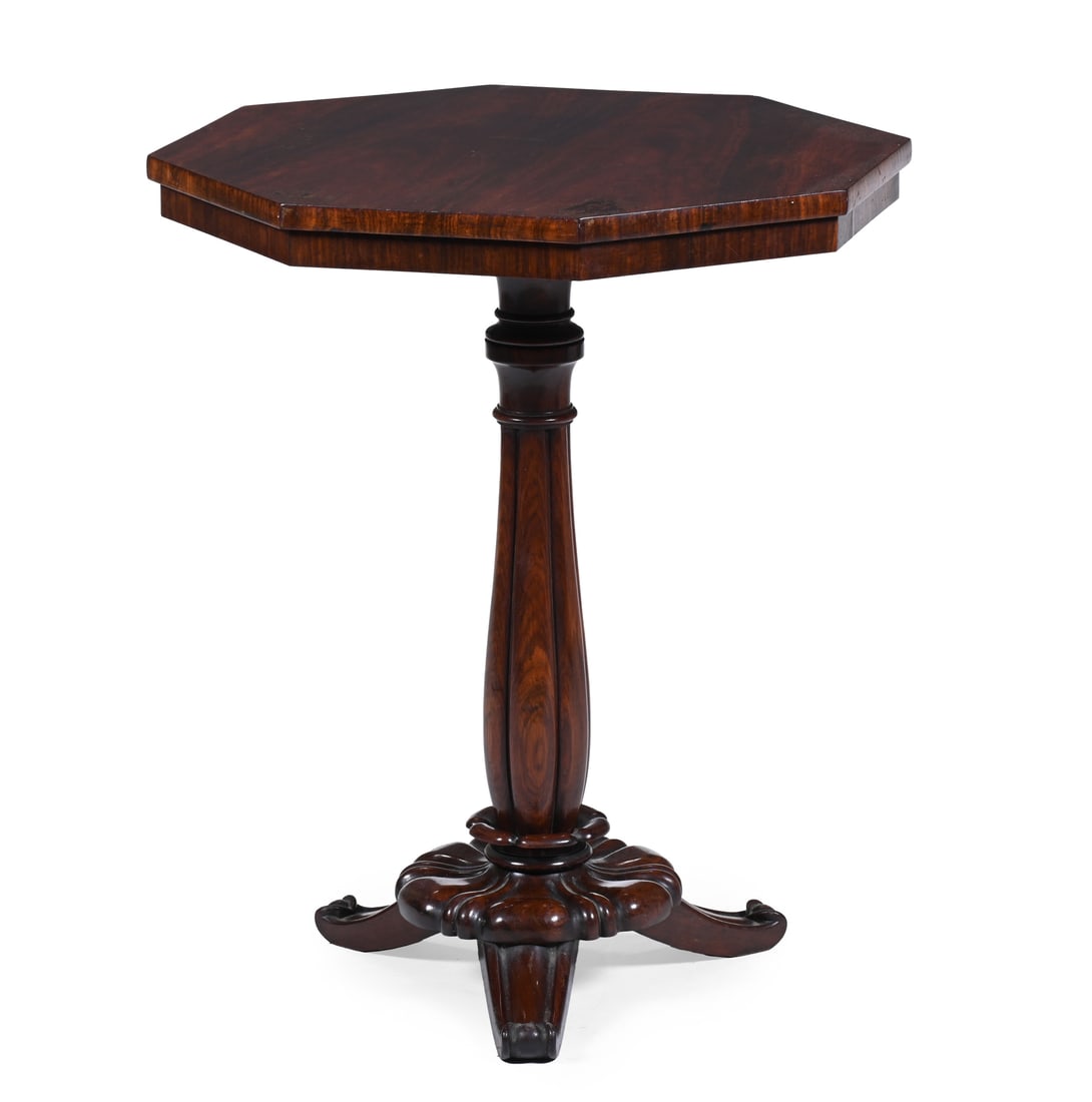 Y A N EXOTIC HARDWOOD OCTAGONAL OCCASIONAL TABLE, POSSIBLY HUANG HUALI, MID 19TH CENTURY (1 of 3)