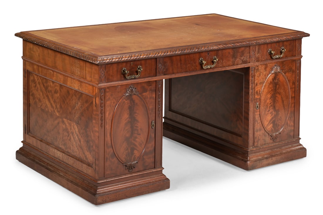 A VICTORIAN MAHOGANY PARTNER'S DESK, BY GILLOWS, IN GEORGE III STYLE, SECOND HALF 19TH CENTURY (1 of 4)