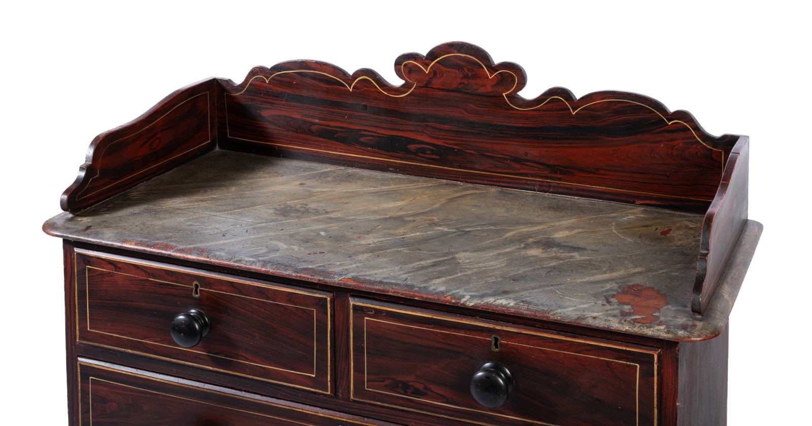 AN EARLY VICTORIAN FAUX MARBLE AND BROWN PAINTED CHEST, MID 19TH CENTURY - 2