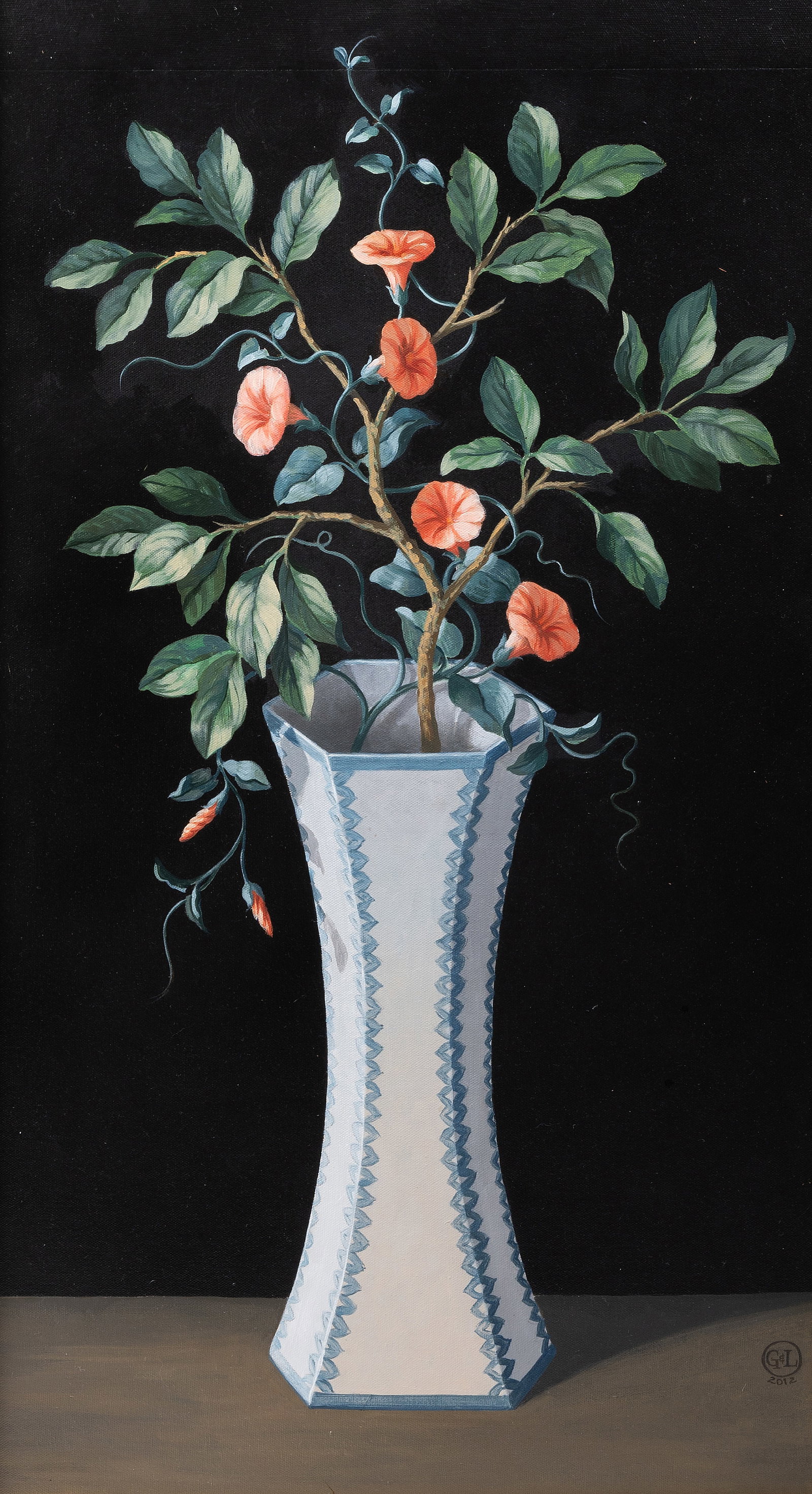 LUCINDA OAKES (BRITISH B.1966), A PAIR OF STILL LIVES OF VASES OF FLOWERS - 2