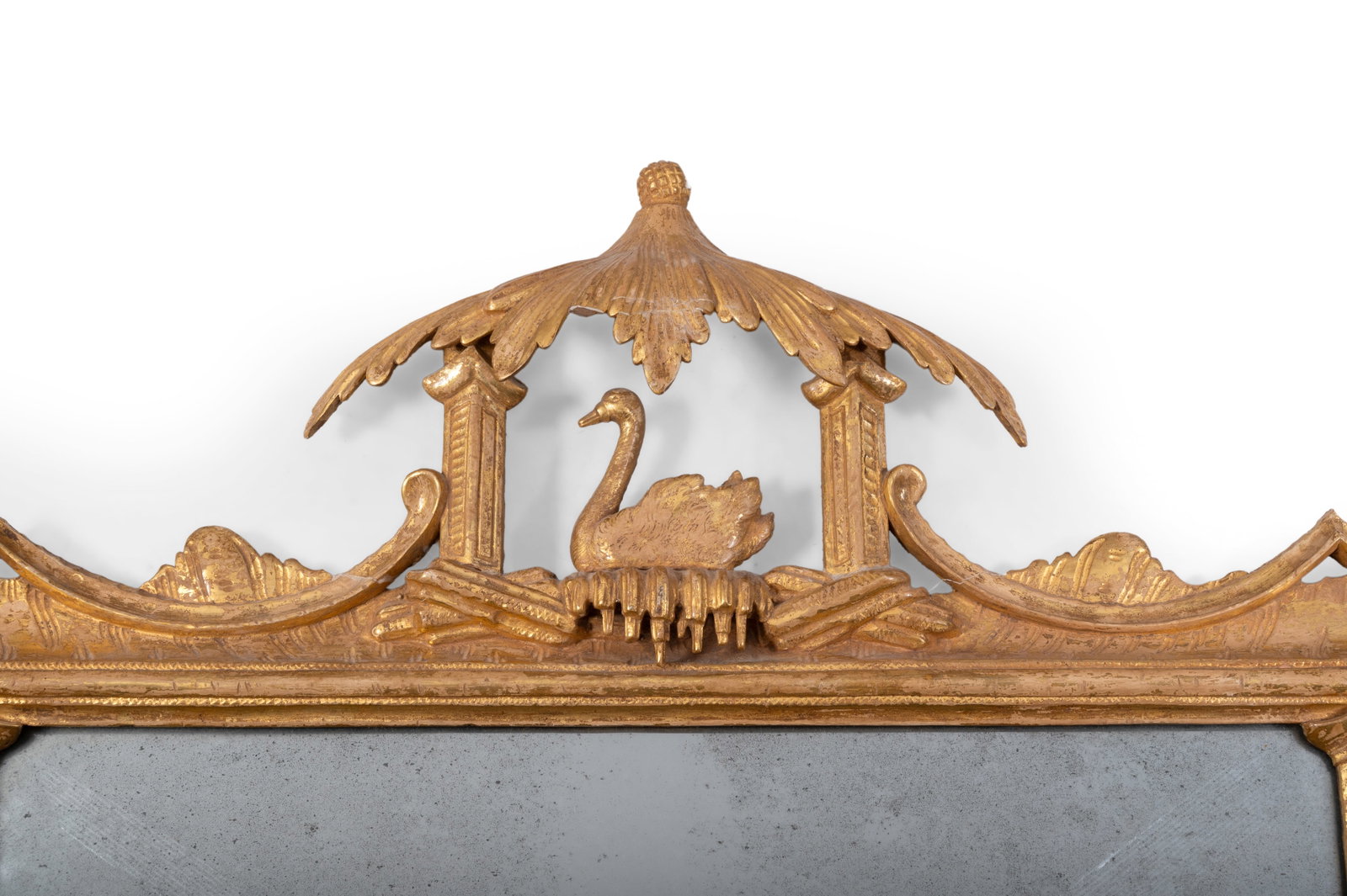 A CARVED AND GILT TRIPLE PLATE OVERMANTEL MIRROR, IN GEORGE III STYLE, 19TH CENTURY - 2