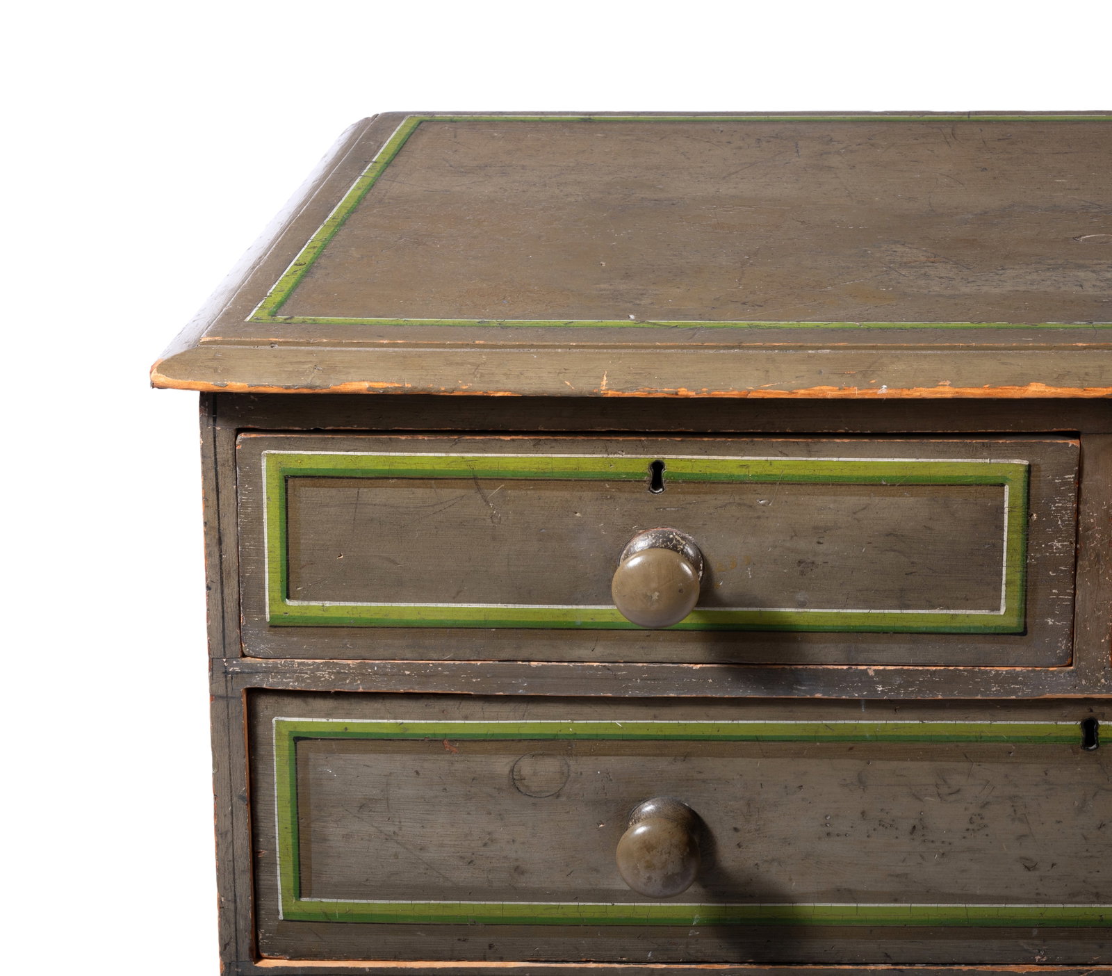 AN EARLY VICTORIAN GREEN PAINTED CHEST, MID 19TH CENTURY - 2