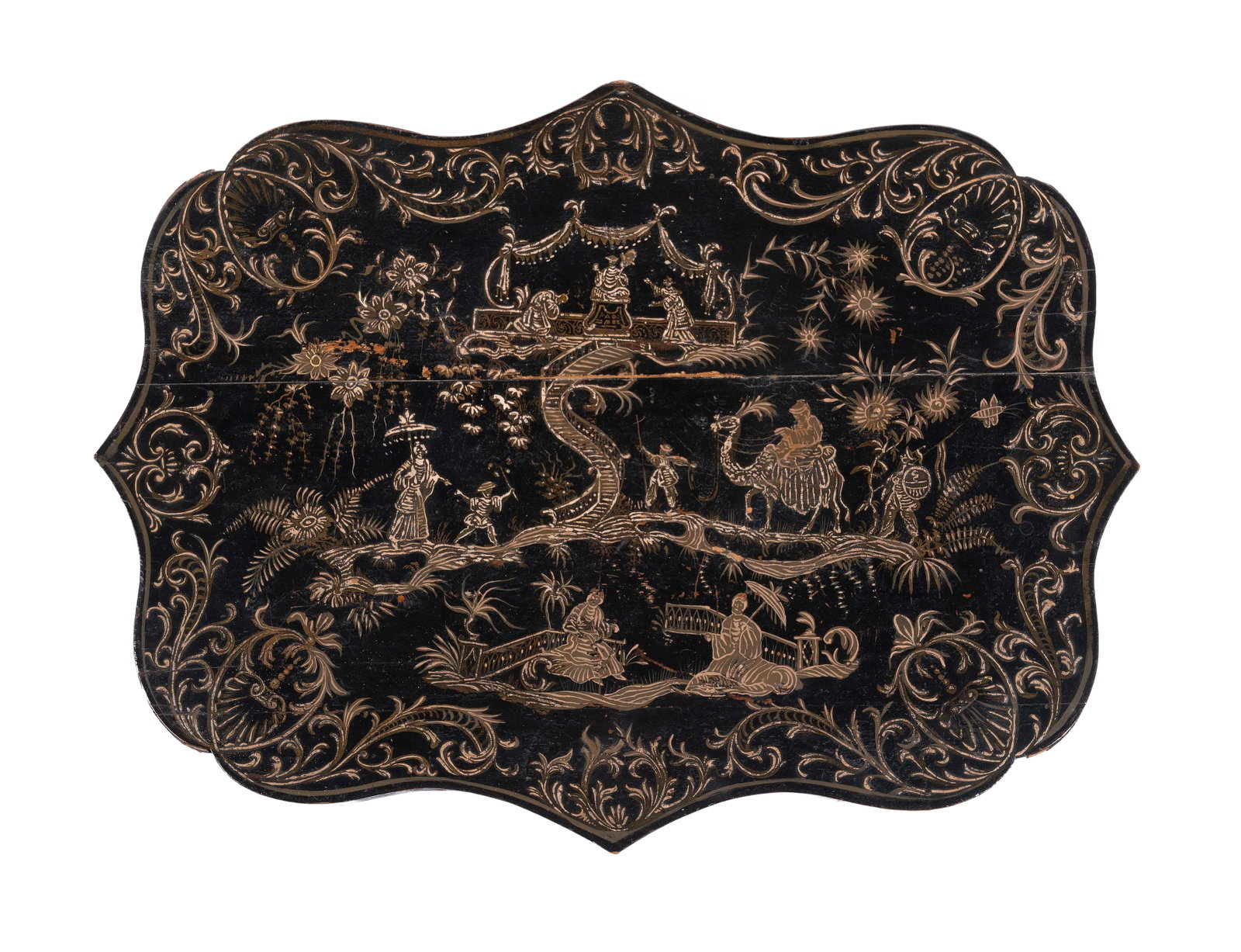 A NAPOLEAN III FLORAL PAINTED AND EBONISED SEWING TABLE, MID 19TH CENTURY - 3