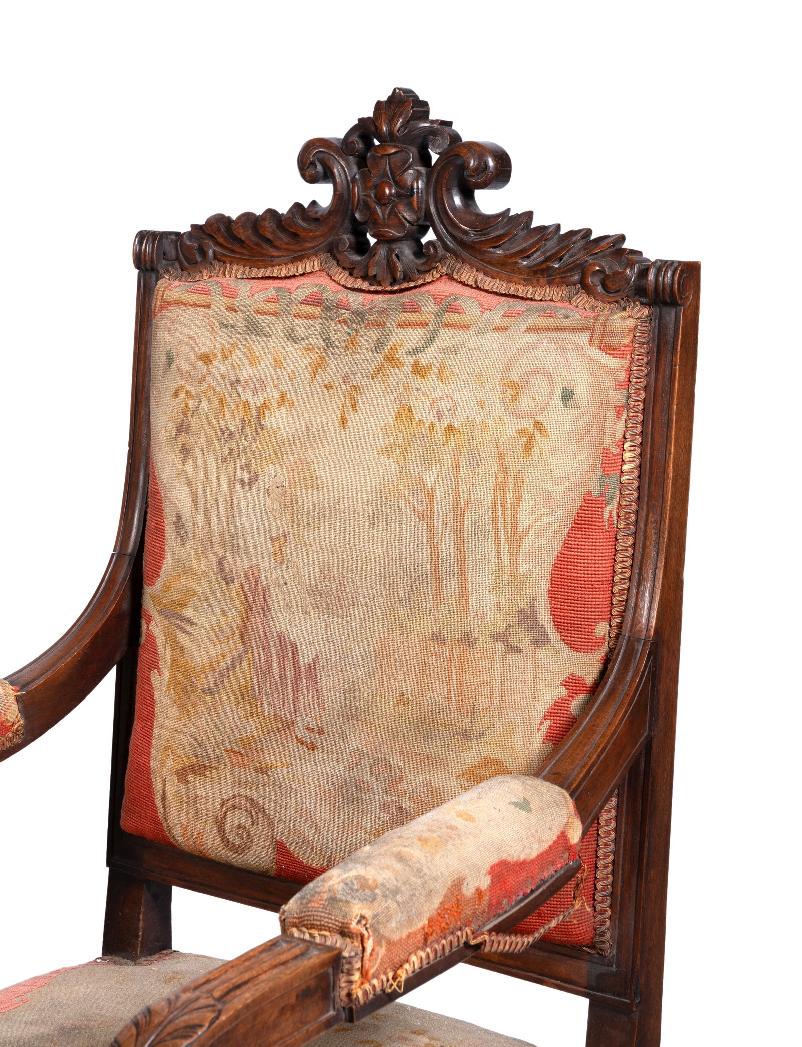 A PAIR OF WALNUT AND TAPESTRY UPHOLSTERED ARMCHAIRS, FRENCH, LATE 19TH CENTURY - 2