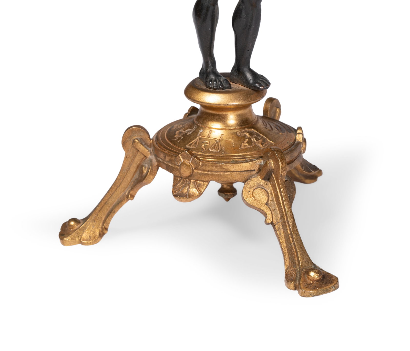 A PAIR OF FRENCH GILT AND PATINATED BRONZE ATLAS CANDLESTICKS, LATE 19TH CENTURY - 3