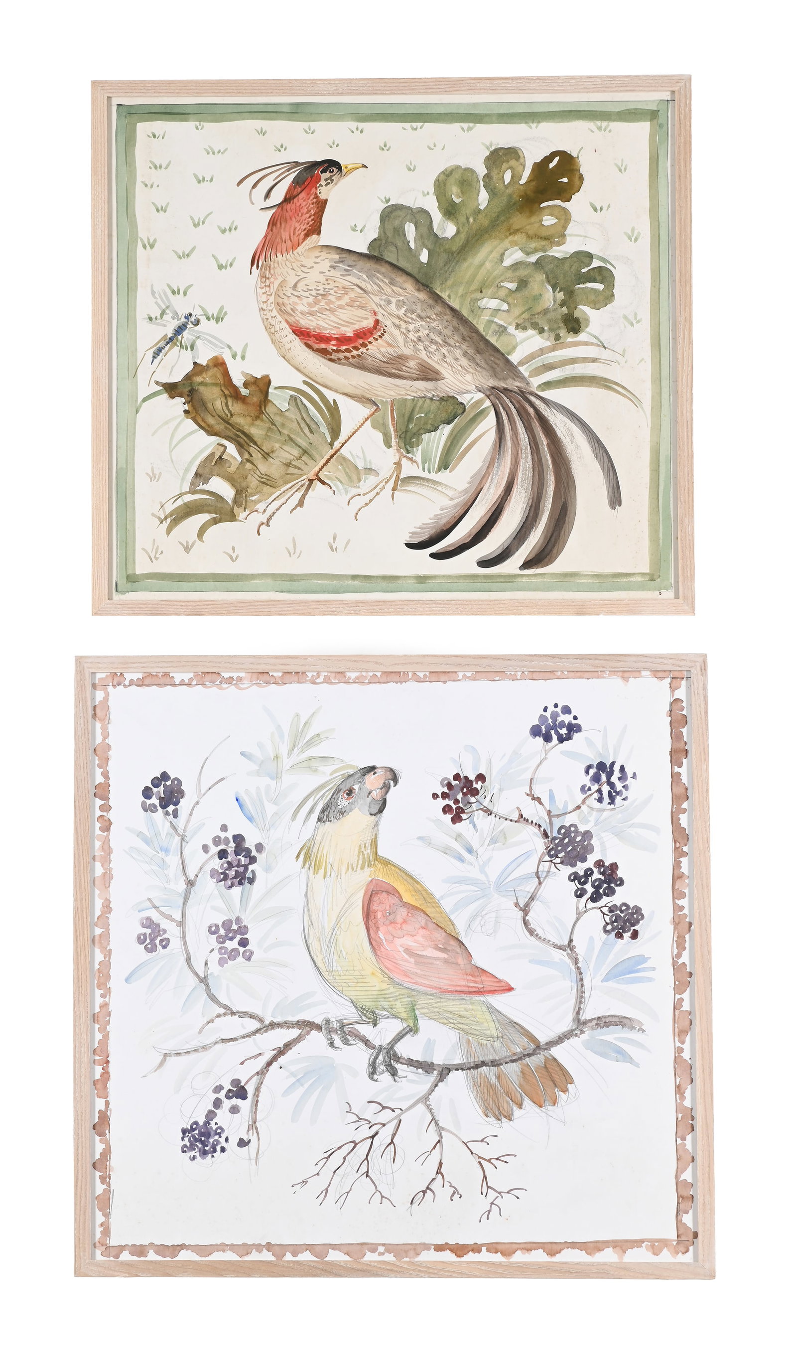 λ GEORGE OAKES (BRITISH 1927-2017), FOUR CUSHION DESIGNS WITH PARAKEETS AND OTHER BIRDS - 2