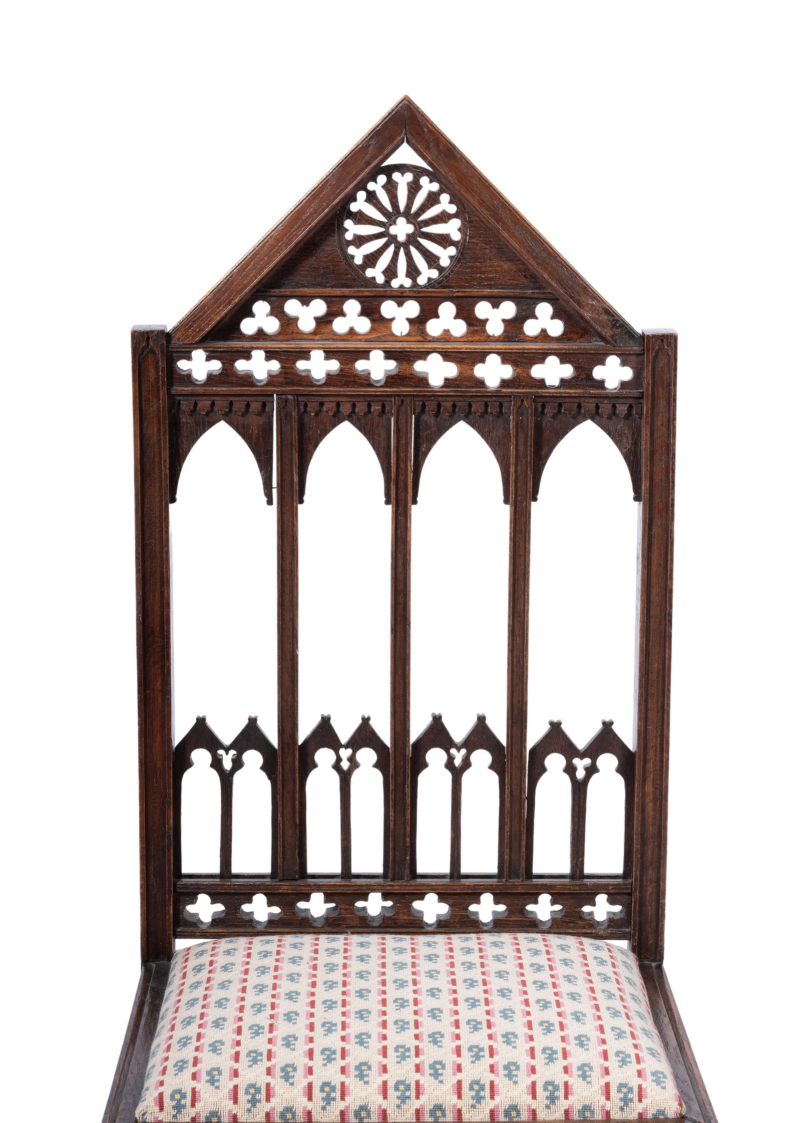 AN OAK GOTHIC REVIVAL SIDE CHAIR, LATE 19TH CENTURY - 2