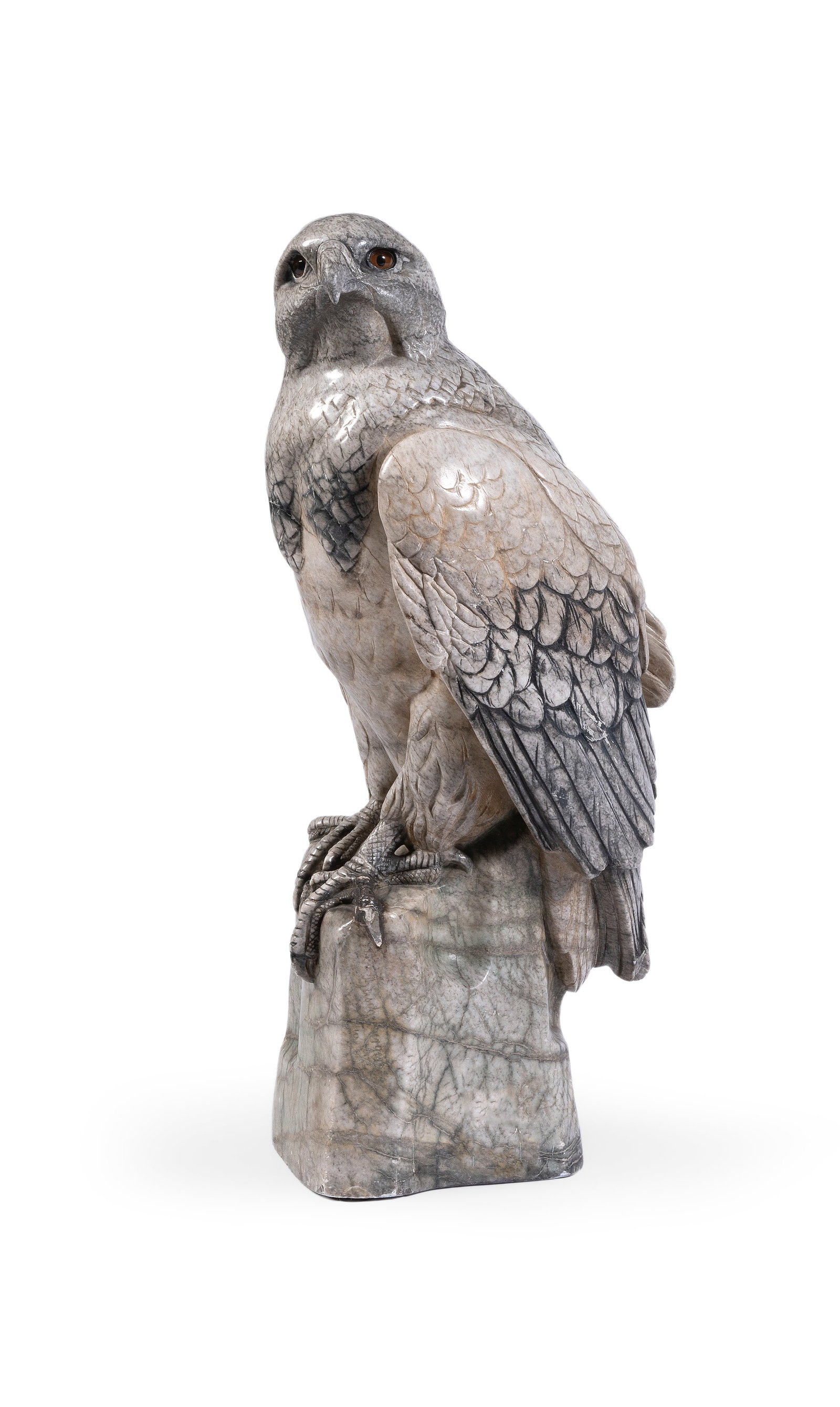 FRITZ KOCHENDÖRFER (1871-1942), A CARVED WHITE MARBLE FIGURE OF AN EAGLE (1 of 4)