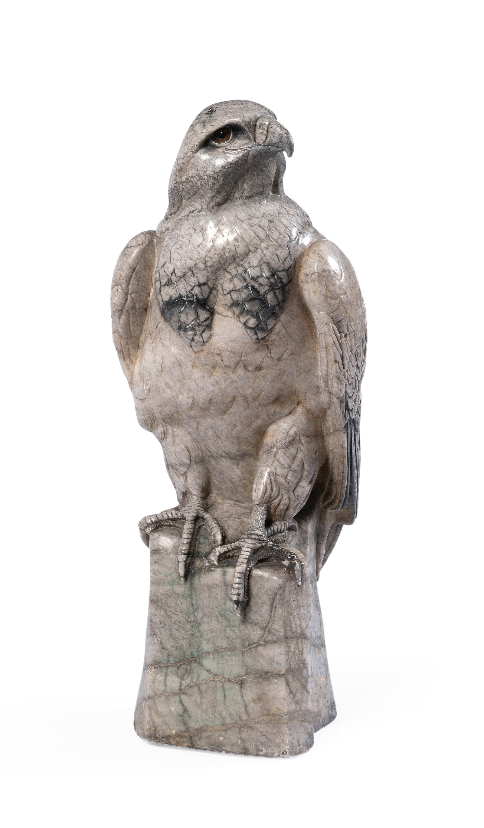FRITZ KOCHENDÖRFER (1871-1942), A CARVED WHITE MARBLE FIGURE OF AN EAGLE - 2