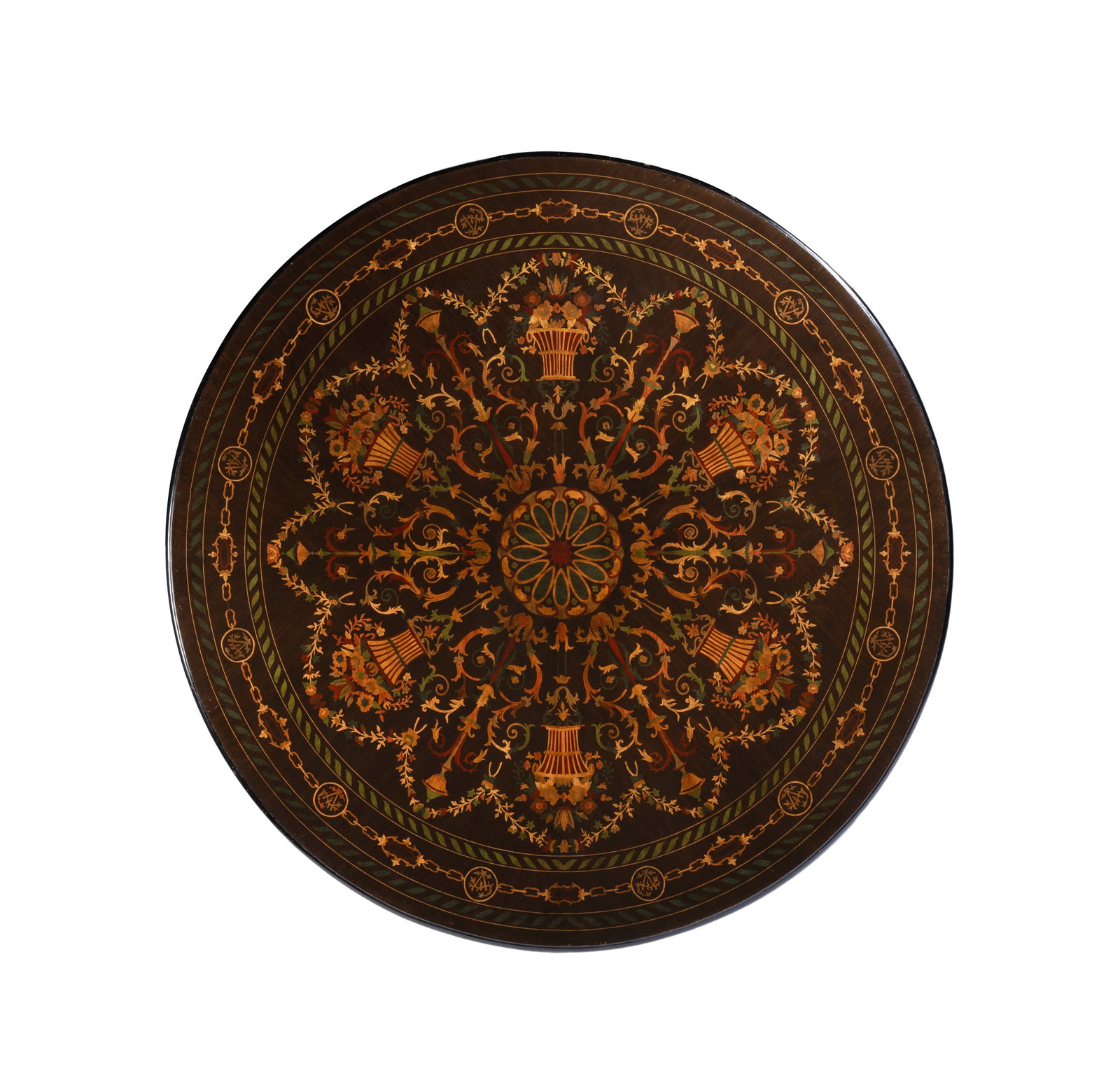 A PARCEL GILT AND MARQUETRY CENTRE TABLE, IN FRENCH STYLE, MODERN - 2
