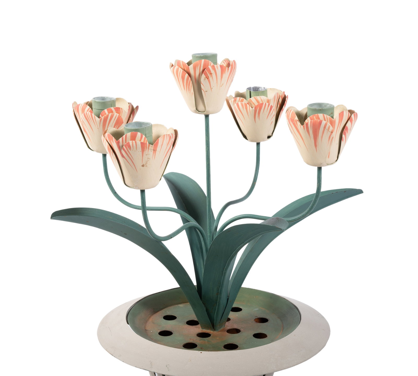 A LIGHT GREEN PAINTED TOLE TULIPIERE CANDELABRA, BY SIBYL COLEFAX & JOHN FOWLER, LATE 20TH CENTURY - 2