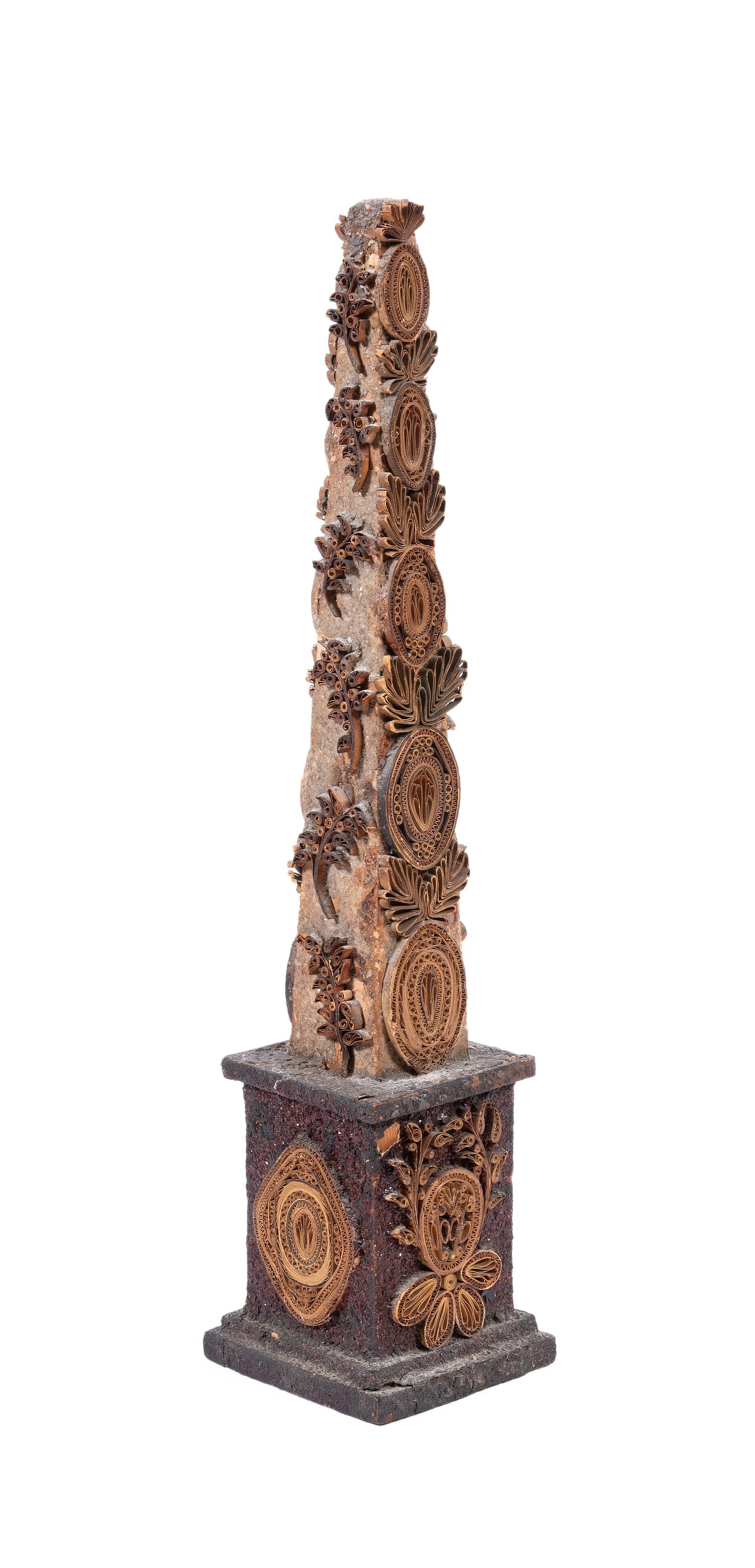 A GEORGE III PAPER SCROLL WORK OBELISK, LATE 18TH OR EARLY 19TH CENTURY - 2