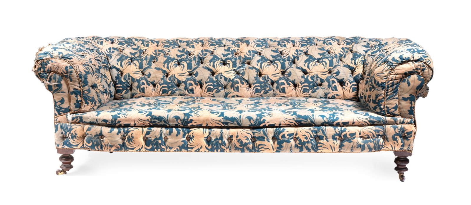 A VICTORIAN UPHOLSTERED CHESTERFIELD SOFA, 19TH CENTURY (1 of 2)