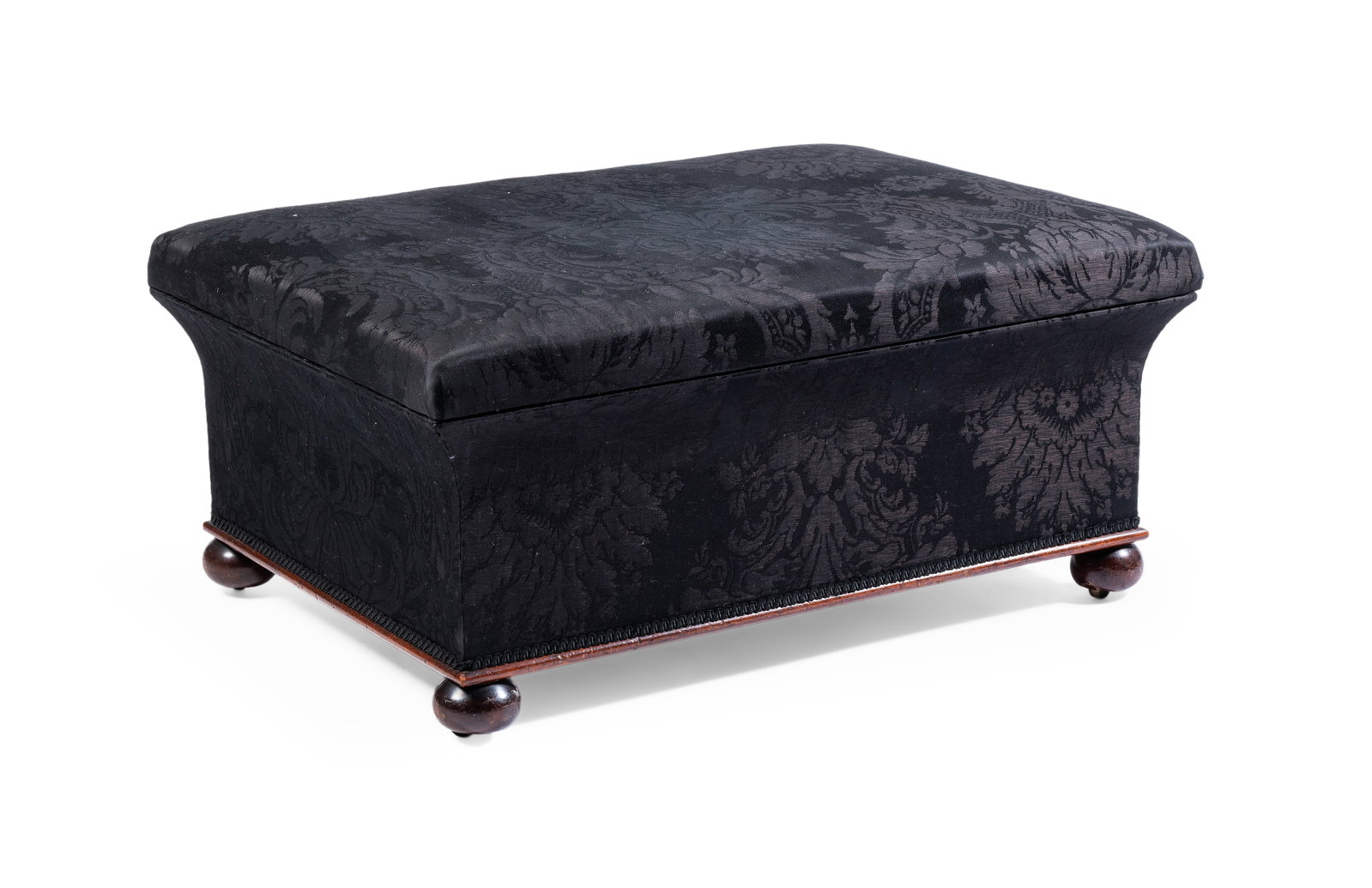 A VICTORIAN MAHOGANY AND UPHOLSTERED OTTOMAN STOOL, 19TH CENTURY: A VICTORIAN MAHOGANY AND UPHOLSTERED OTTOMAN STOOL 19TH CENTURY With concave sides 43.5cm high, 94cm wide, 70cm deep Provenance: Woolley & Wallis, Furniture, Works of Art & Clocks, 5 April