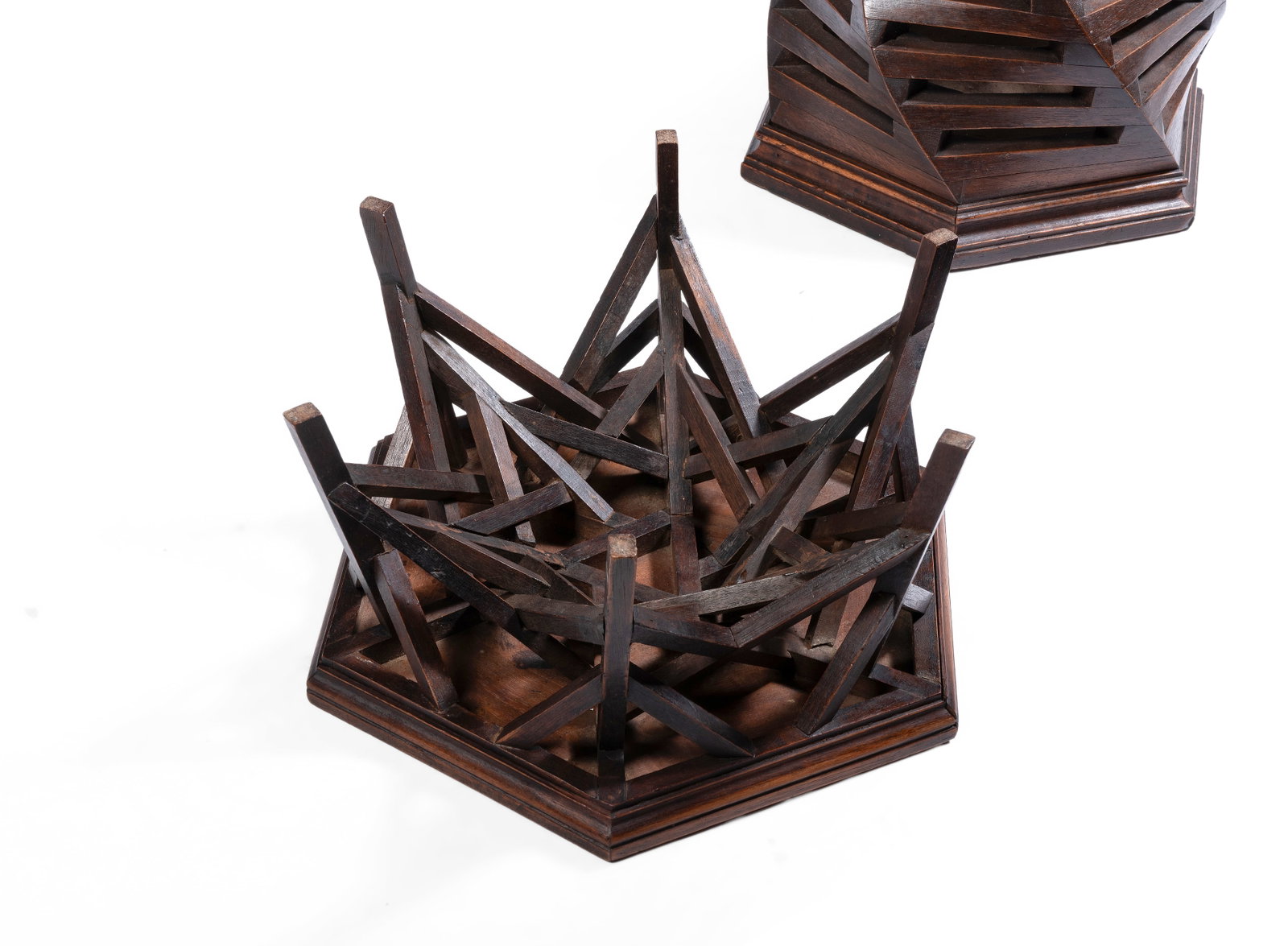 A WALNUT CARPENTER'S MODEL OF A TWISTED SPIRE AND TRESTLE, HENRI GAUBERT, SECOND HALF 19TH CENTURY - 6