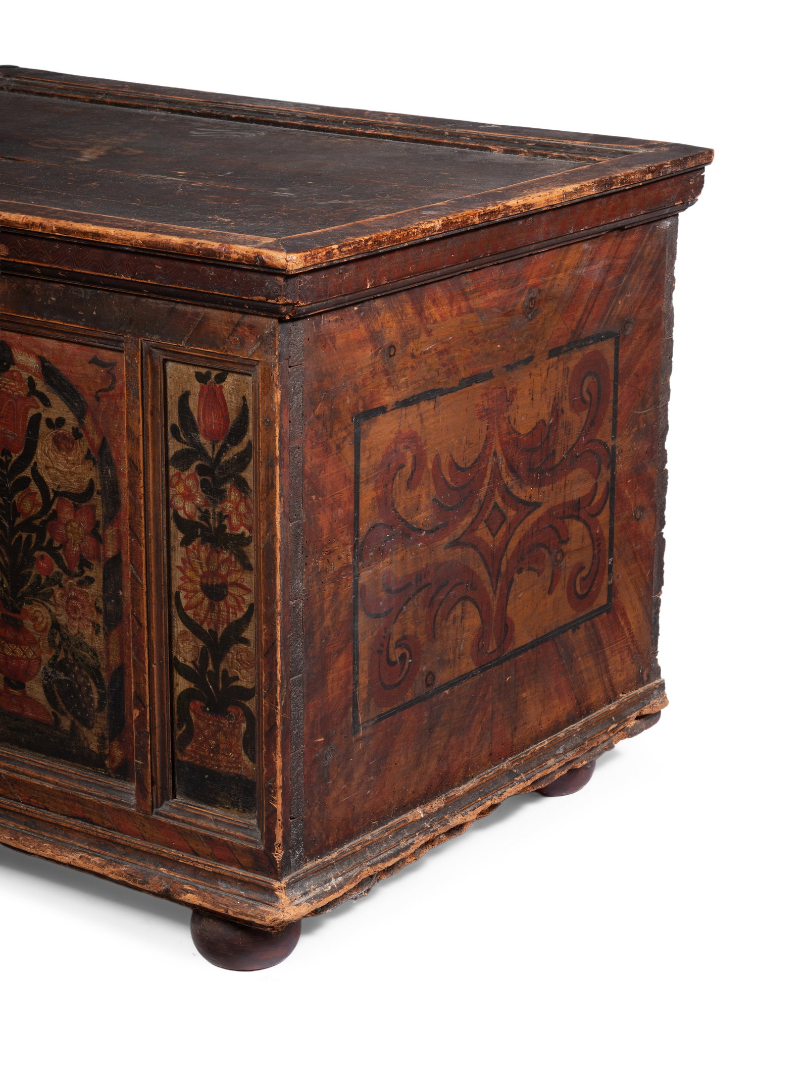 A PAINTED PINE MARRIAGE CHEST, PROBABLY SCANDINAVIAN, 19TH CENTURY - 2