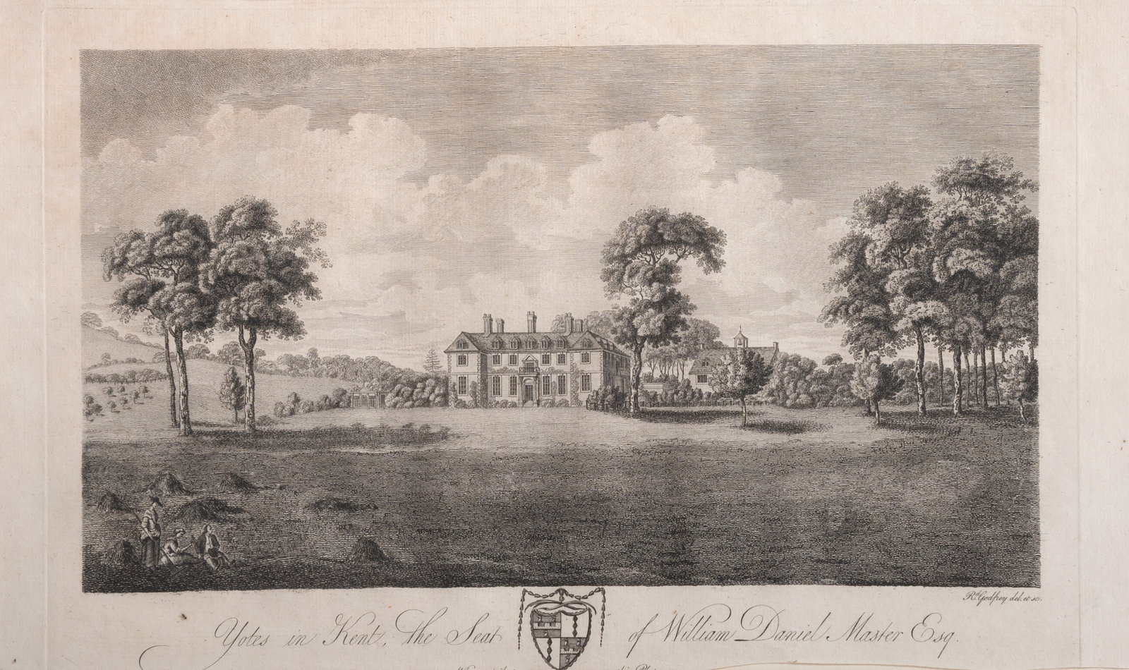 BRITISH SCHOOL (18TH CENTURY), FIGURES BEFORE A GATEWAY, TOGETHER WITH THREE PRINTS - 3