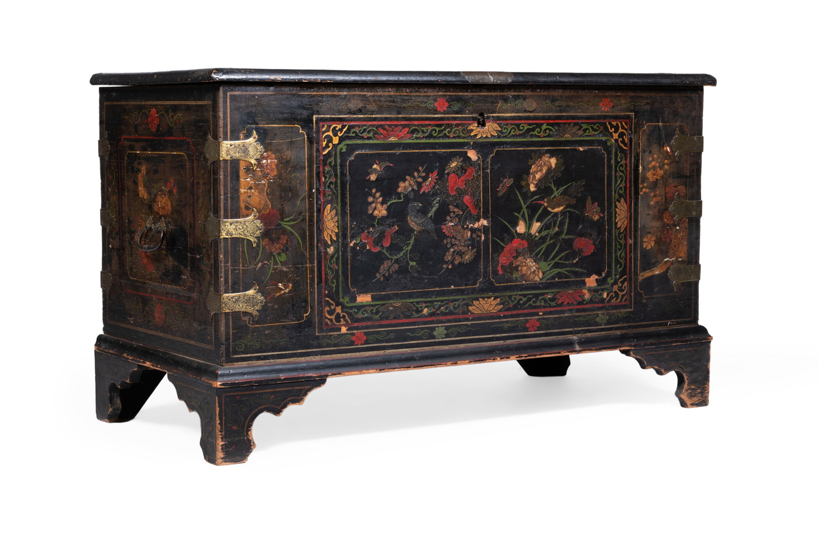 A LACQUERED AND EBONISED CHEST, EARLY 18TH CENTURY: A LACQUERED AND EBONISED CHEST EARLY 18TH CENTURY 75cm high, 121cm wide, 59cm deep Provenance: Lyon & Turnbull, Five Centuries, 31 August 2022, lot 29 Condition Report: PLEASE NOTE: ALL LOTS ARE