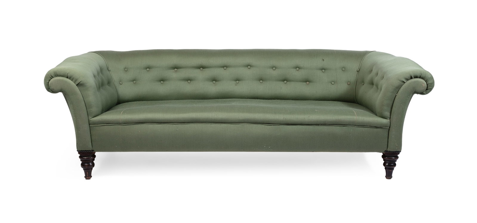A VICTORIAN CHESTERFIELD SOFA, 19TH CENTURY: A VICTORIAN CHESTERFIELD SOFA 19TH CENTURY 68cm high, 215cm wide, 80cm deep Provenance: Lyon & Turnbull, Five Centuries, 17 May 2023, lot 393 Condition Report: PLEASE NOTE: ALL LOTS ARE LOCATED