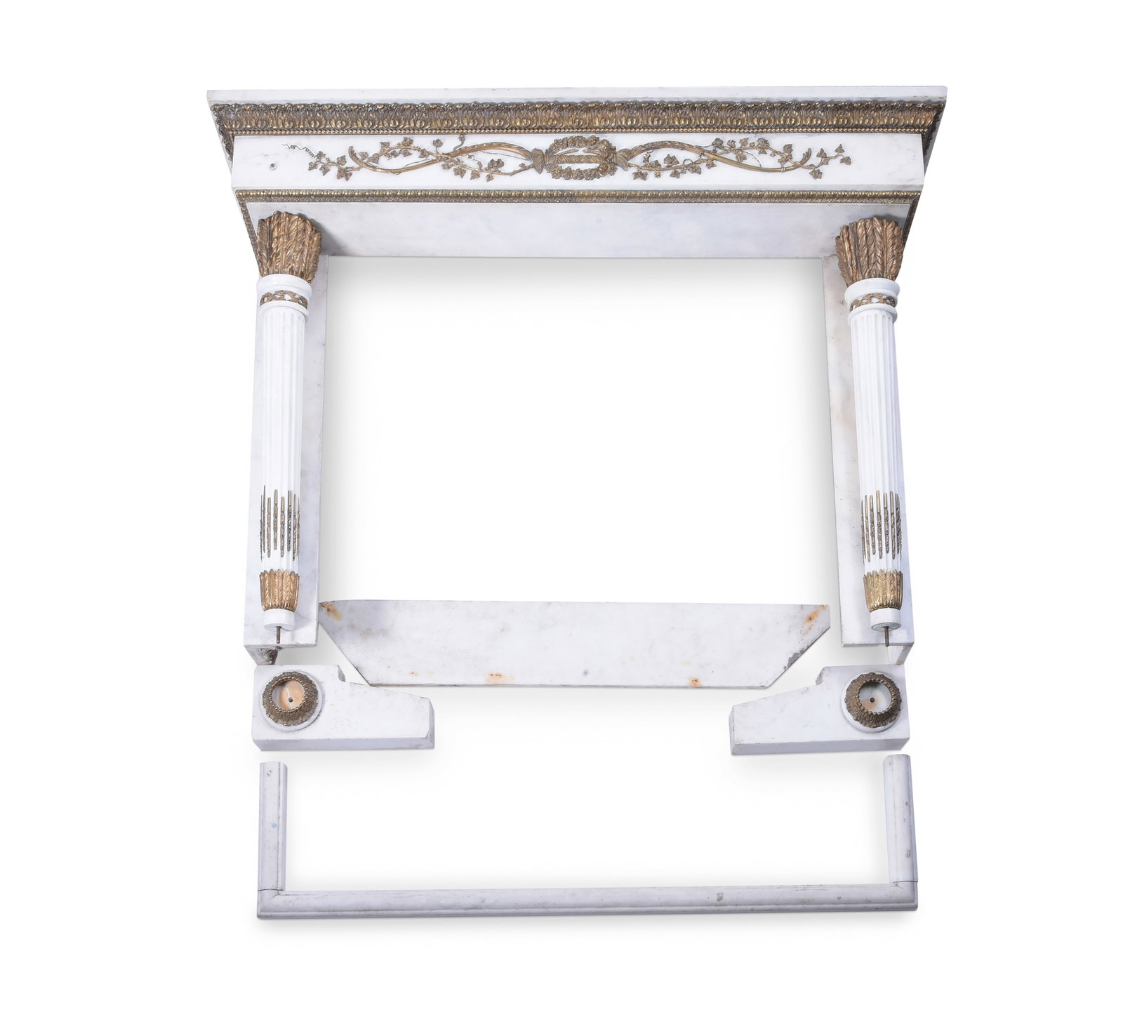 A GILT METAL MOUNTED CARRARA MARBLE FIRE SURROUND, AFTER JOSEPH-FRANÇOIS BÉLANGER, CIRCA 1 (1 of 6)