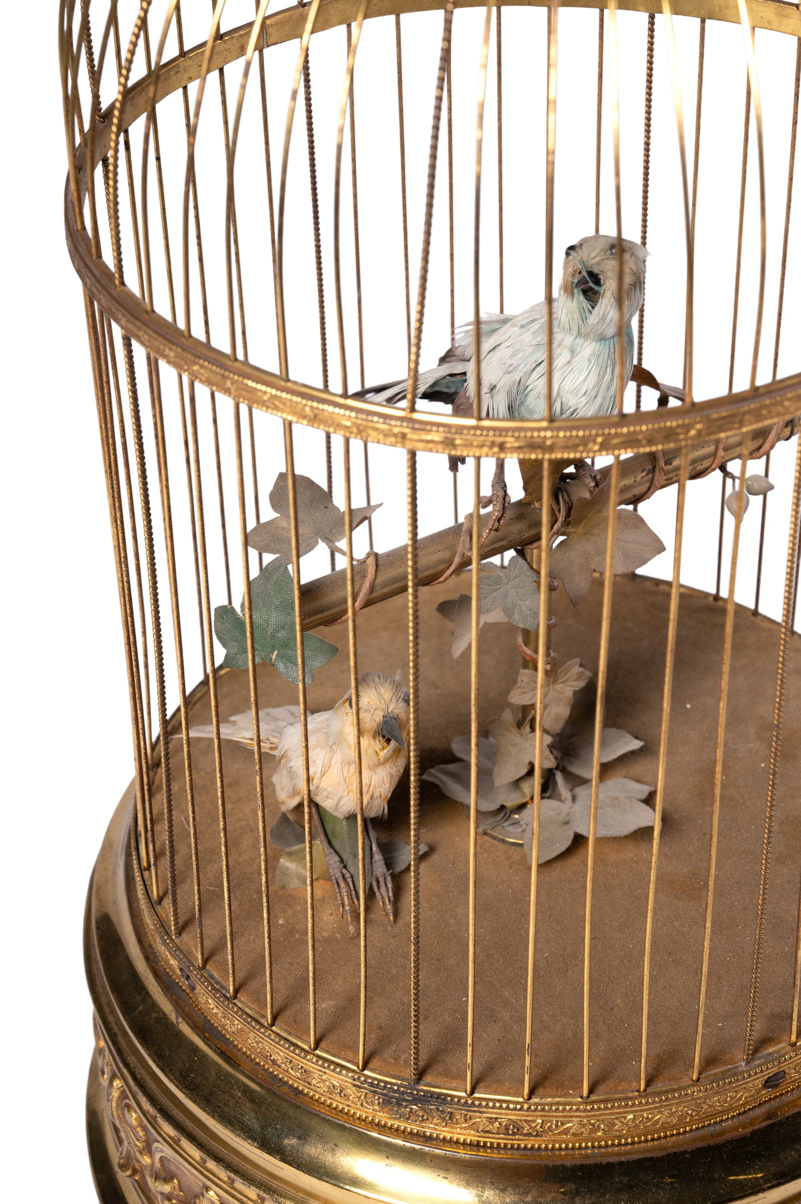 A FRENCH GILT-METAL SINGING BIRDCAGE AUTOMATON, PROBABLY BY BONTEMS, FIRST QUARTER 20TH CENTURY - 2
