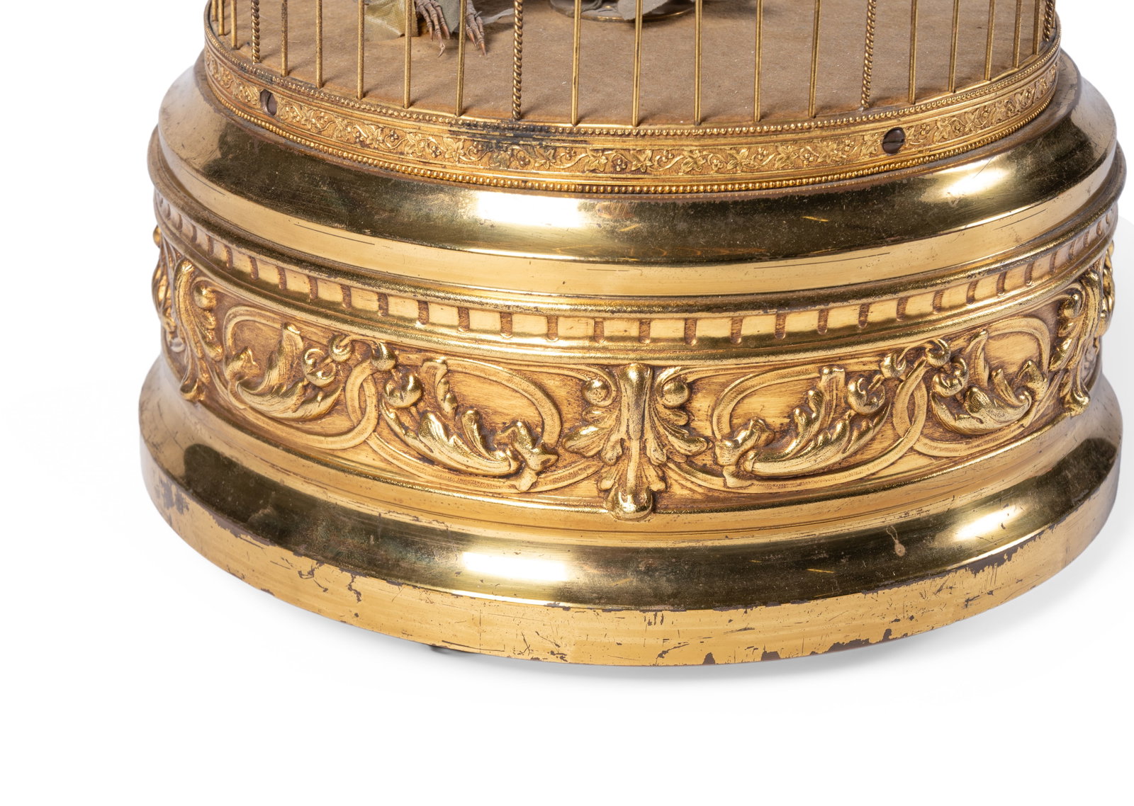 A FRENCH GILT-METAL SINGING BIRDCAGE AUTOMATON, PROBABLY BY BONTEMS, FIRST QUARTER 20TH CENTURY - 3