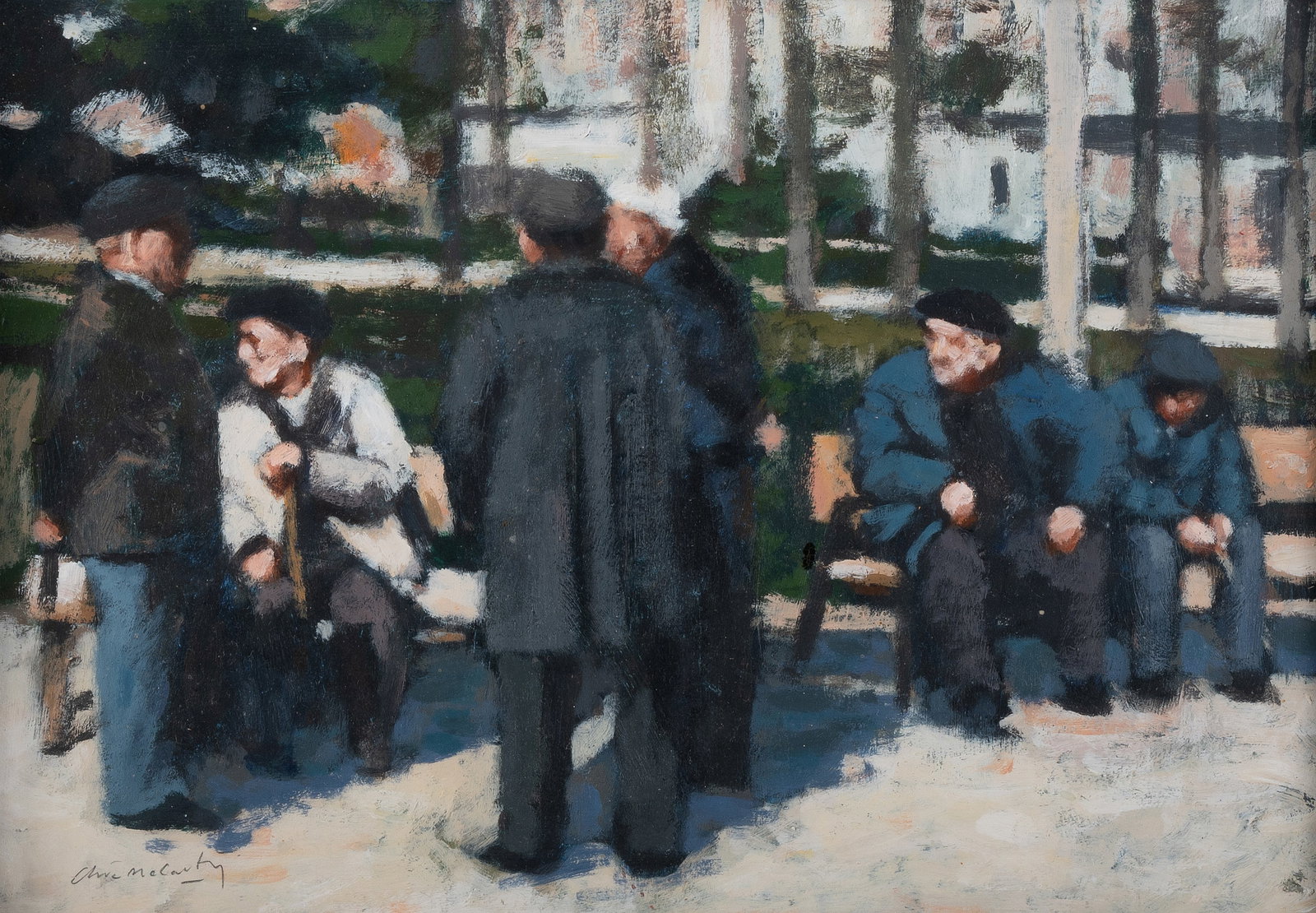 λ CLIVE MCCARTNEY (BRITISH B. 1960), MEN GATHERED IN A SQUARE, TOGETHER WITH THREE PENCIL DRAWI - 2