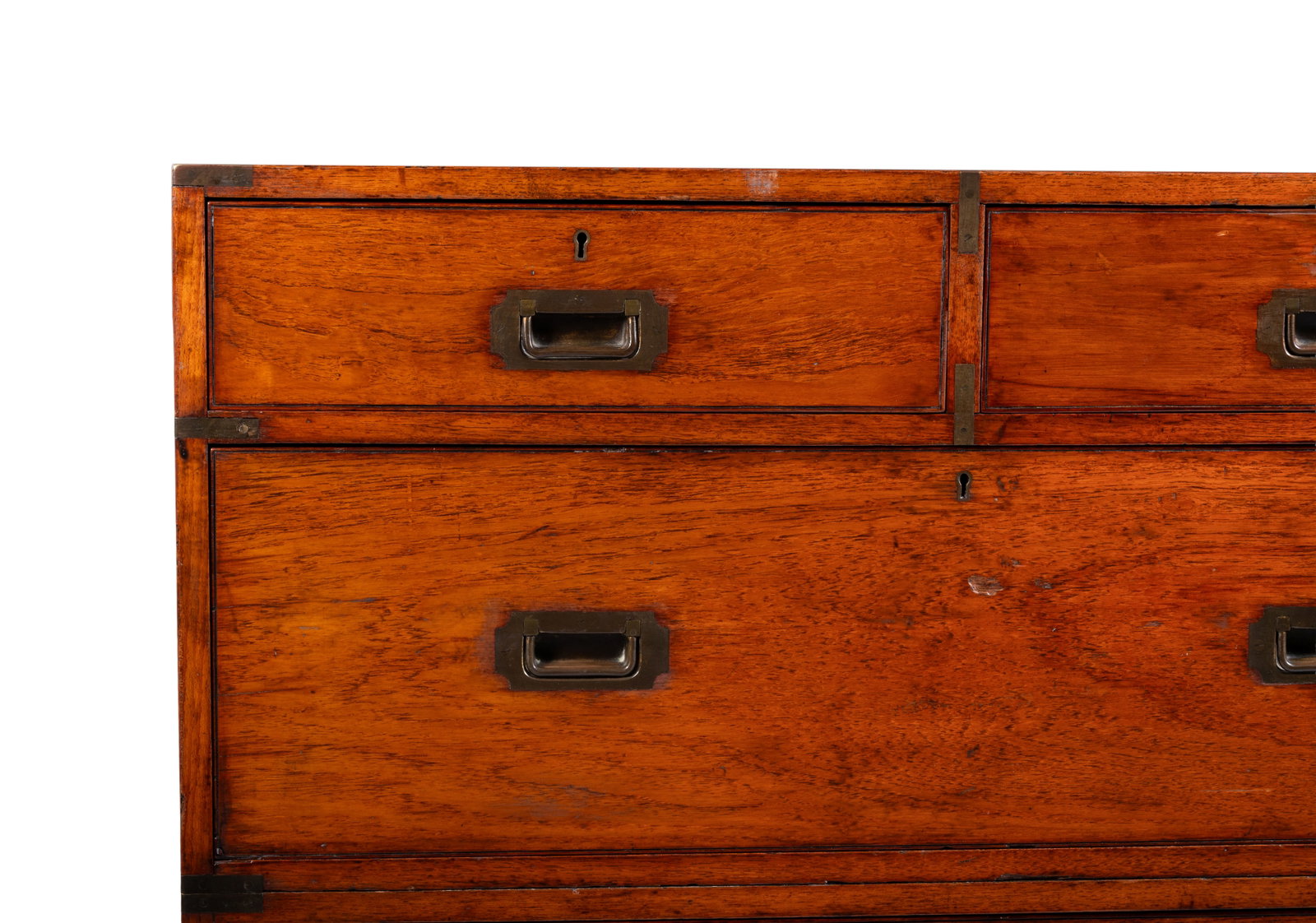 A TEAK AND EBONISED CAMPAIGN CHEST, 20TH CENTURY - 2