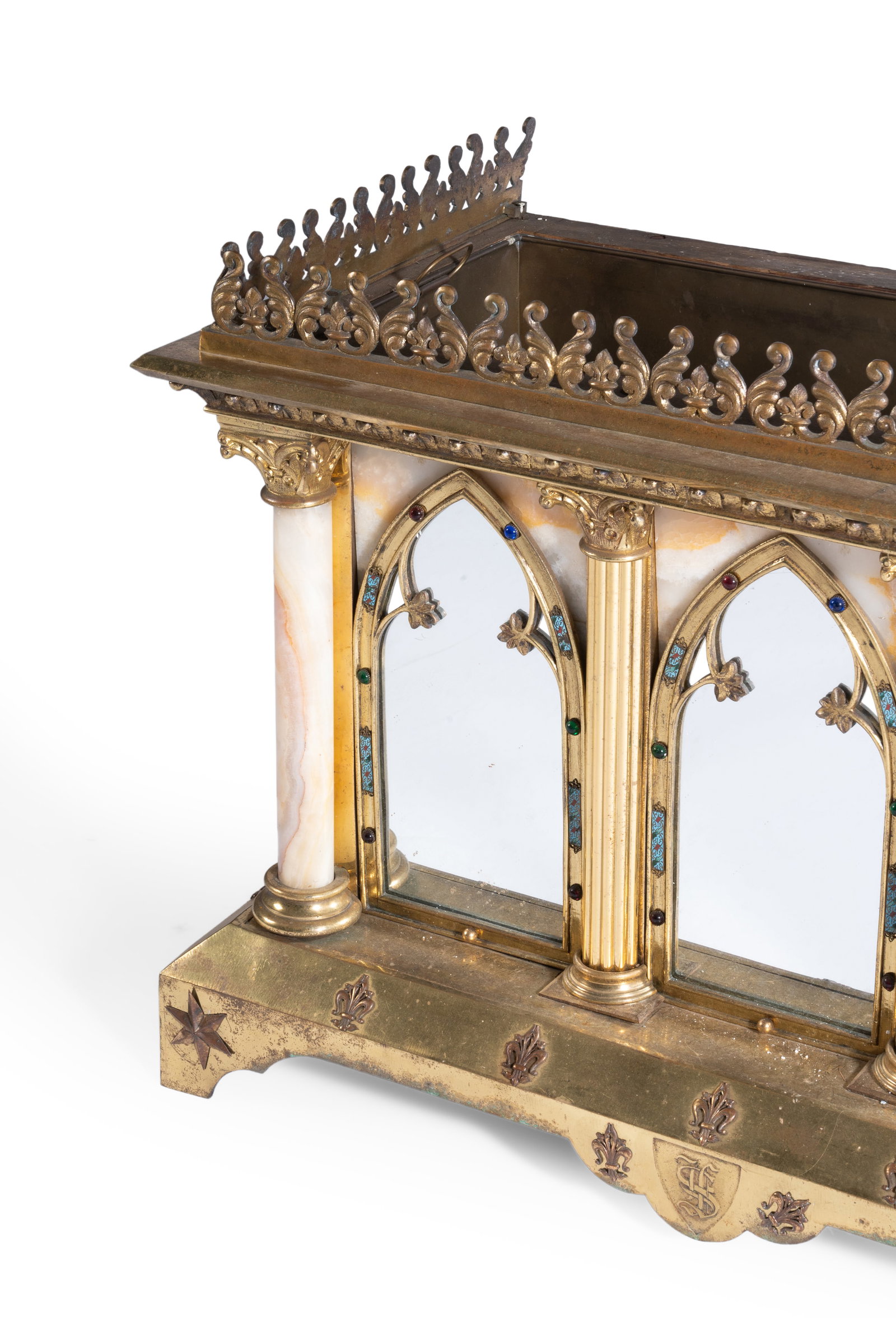 A PAIR OF GILT BRONZE AND CHAMPLEVE MOUNTED ONYX JARDINIERES, FRENCH, SECOND HALF 19TH CENTURY - 3