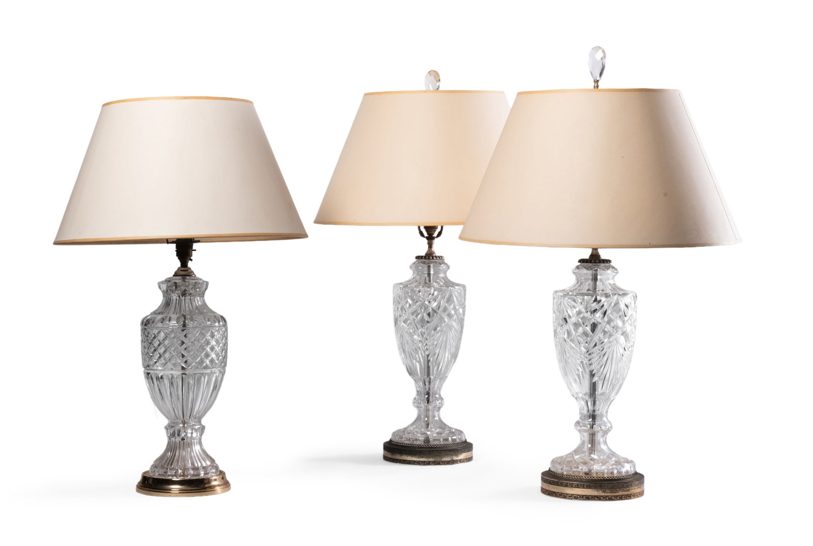 A GROUP OF THREE CUT GLASS TABLE LAMPS, PROBABLY BY SIBYL COLEFAX & JOHN FOWLER (1 of 1)