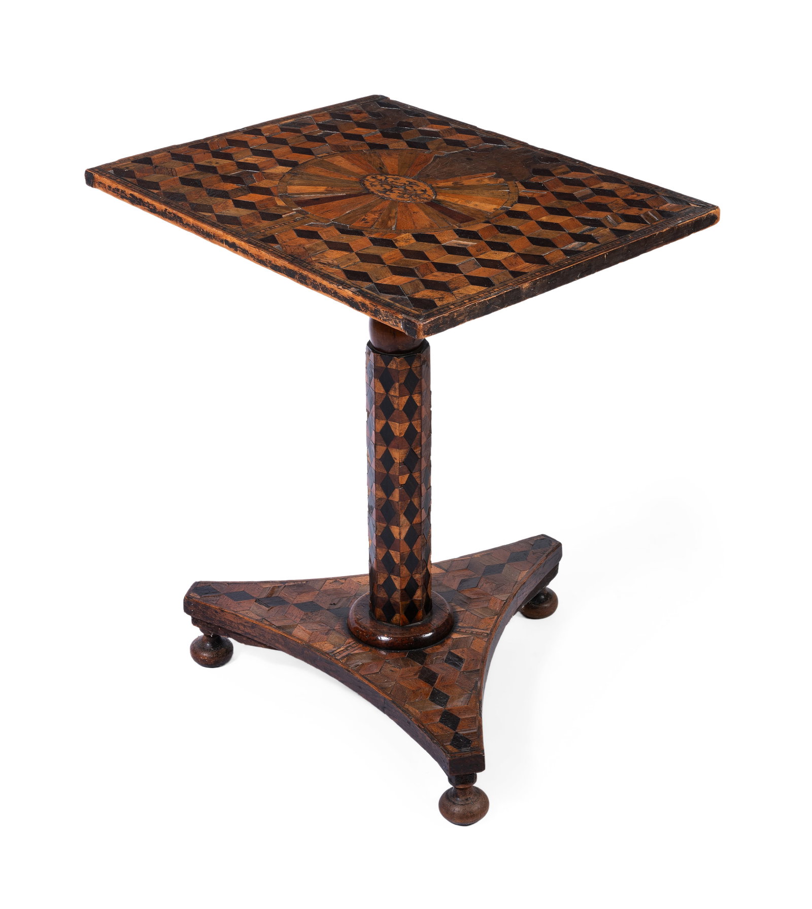 Y AN EARLY VICTORIAN VERNACULAR SPECIMEN WOOD MARQUETRY TABLE, MID 19TH CENTURY - 2