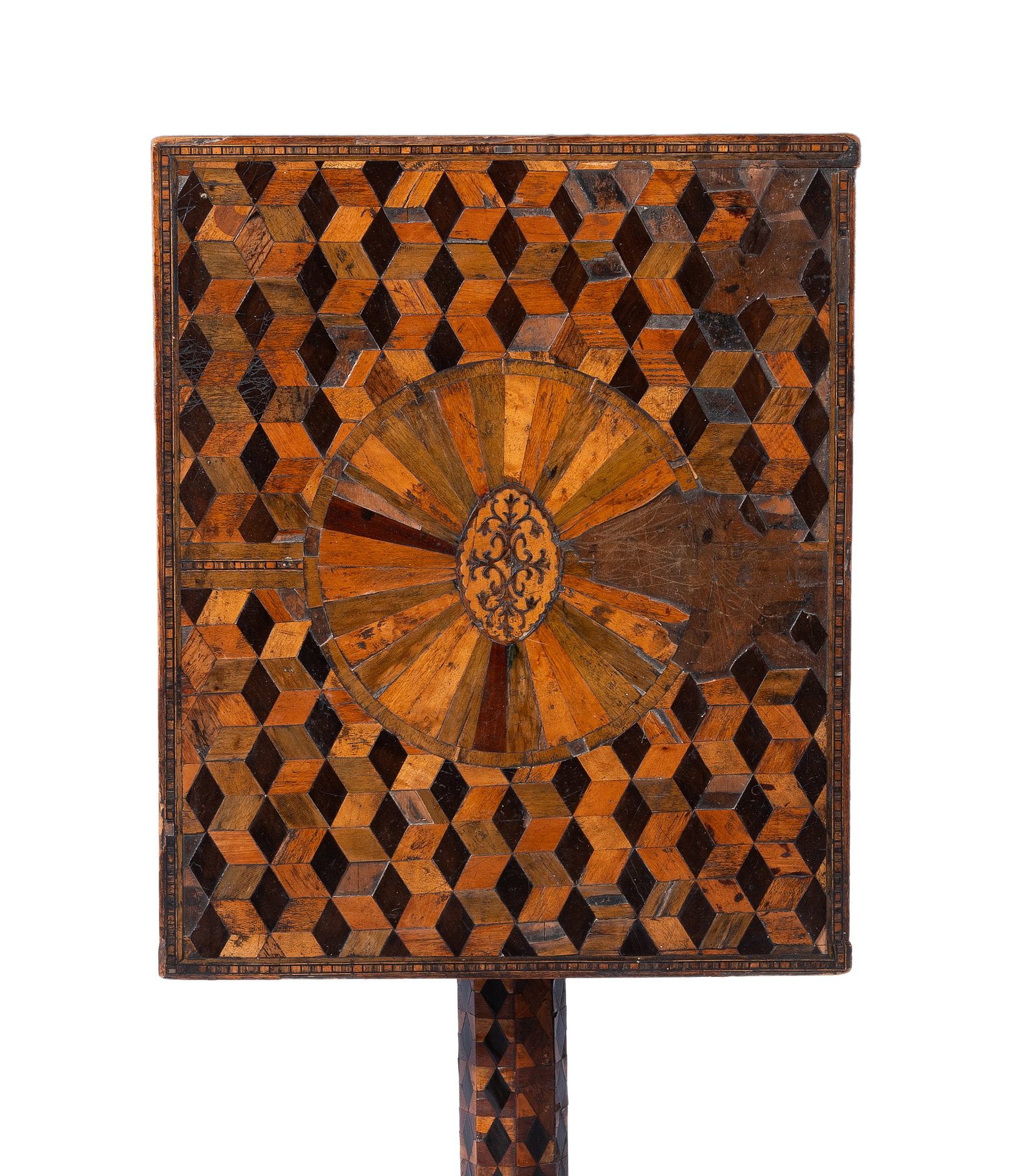 Y AN EARLY VICTORIAN VERNACULAR SPECIMEN WOOD MARQUETRY TABLE, MID 19TH CENTURY - 3