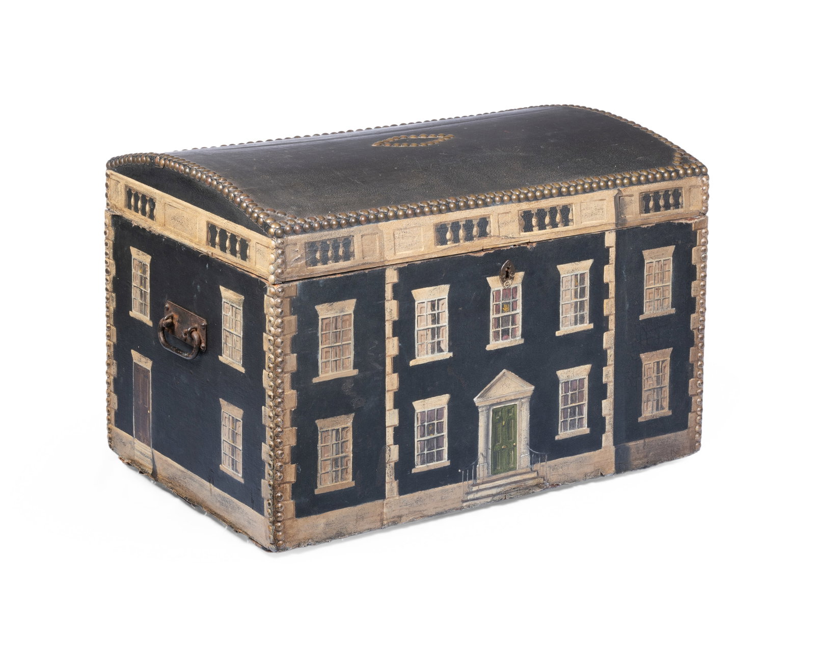 A PAINTED 'COUNTRY HOUSE' BOX OR TRUNK, LATE 18TH OR EARLY 19TH CENTURY AND LATER (1 of 2)