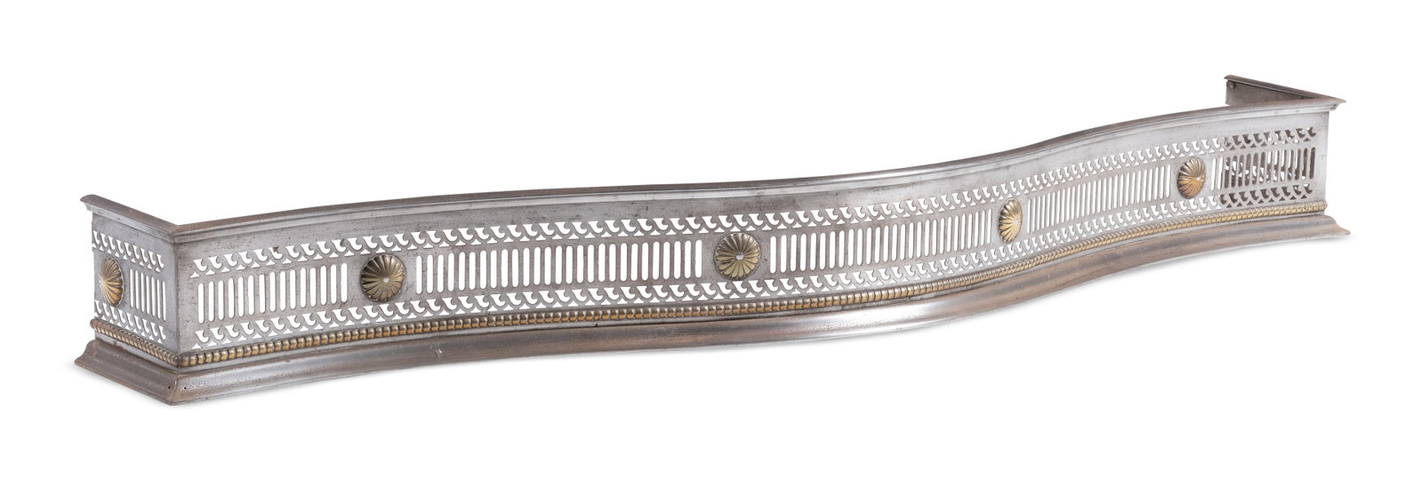 A GEORGE III BRUSHED STEEL SERPENTINE FIRE FENDER, CIRCA 1800, WITH FOUR FURTHER ITEMS - 2
