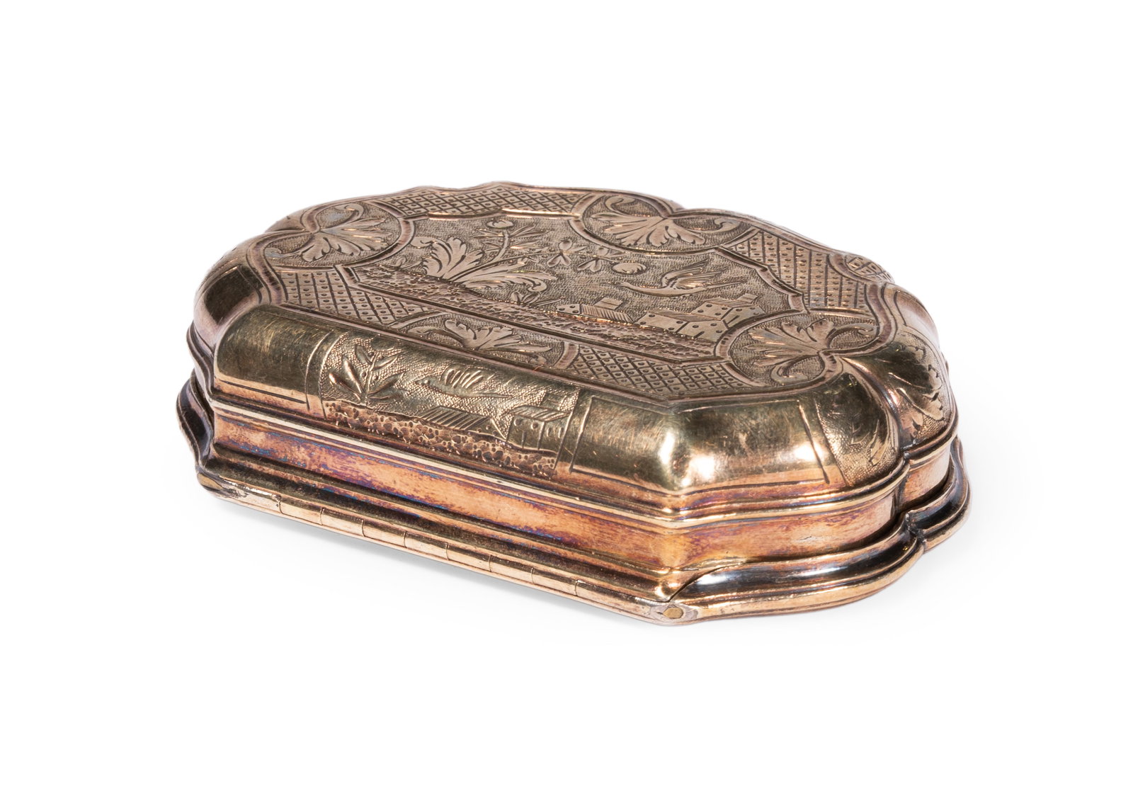 A SILVER GILT SNUFF BOX, PROBABLY DUTCH OR FRENCH, MID 18TH CENTURY (1 of 3)