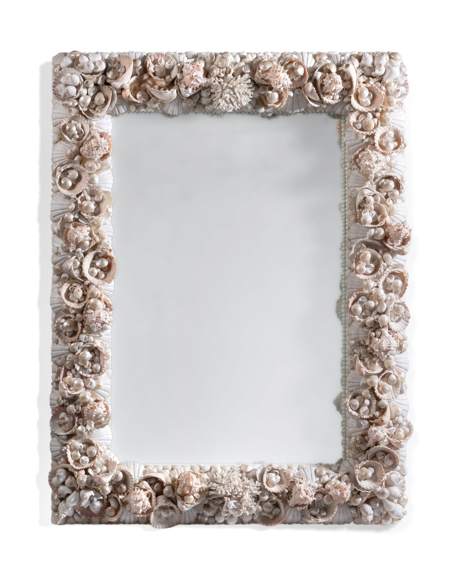 Y A SHELL AND CORAL FRAMED RECTANGULAR 'GROTTO' MIRROR, 20TH CENTURY (1 of 3)